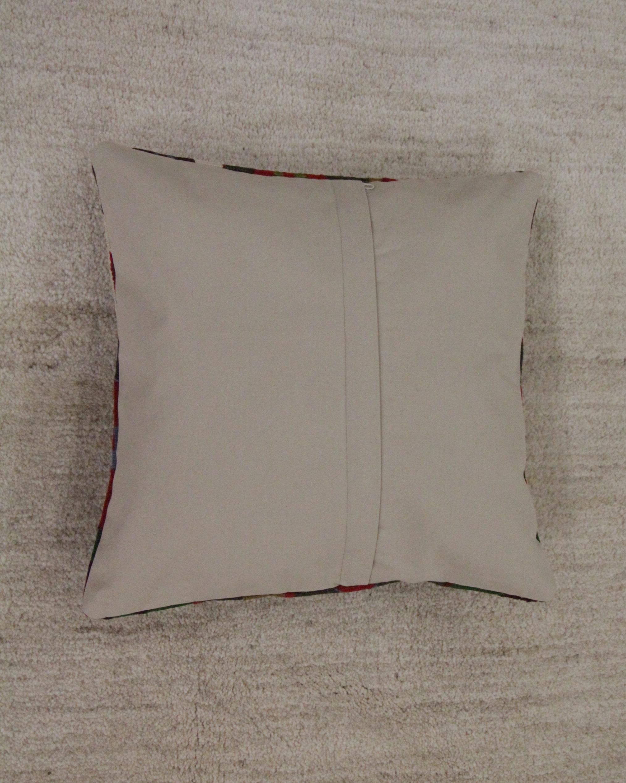 Tribal Turkish Rug Cushion Pillow, Geometric Kilim Cushion Cover