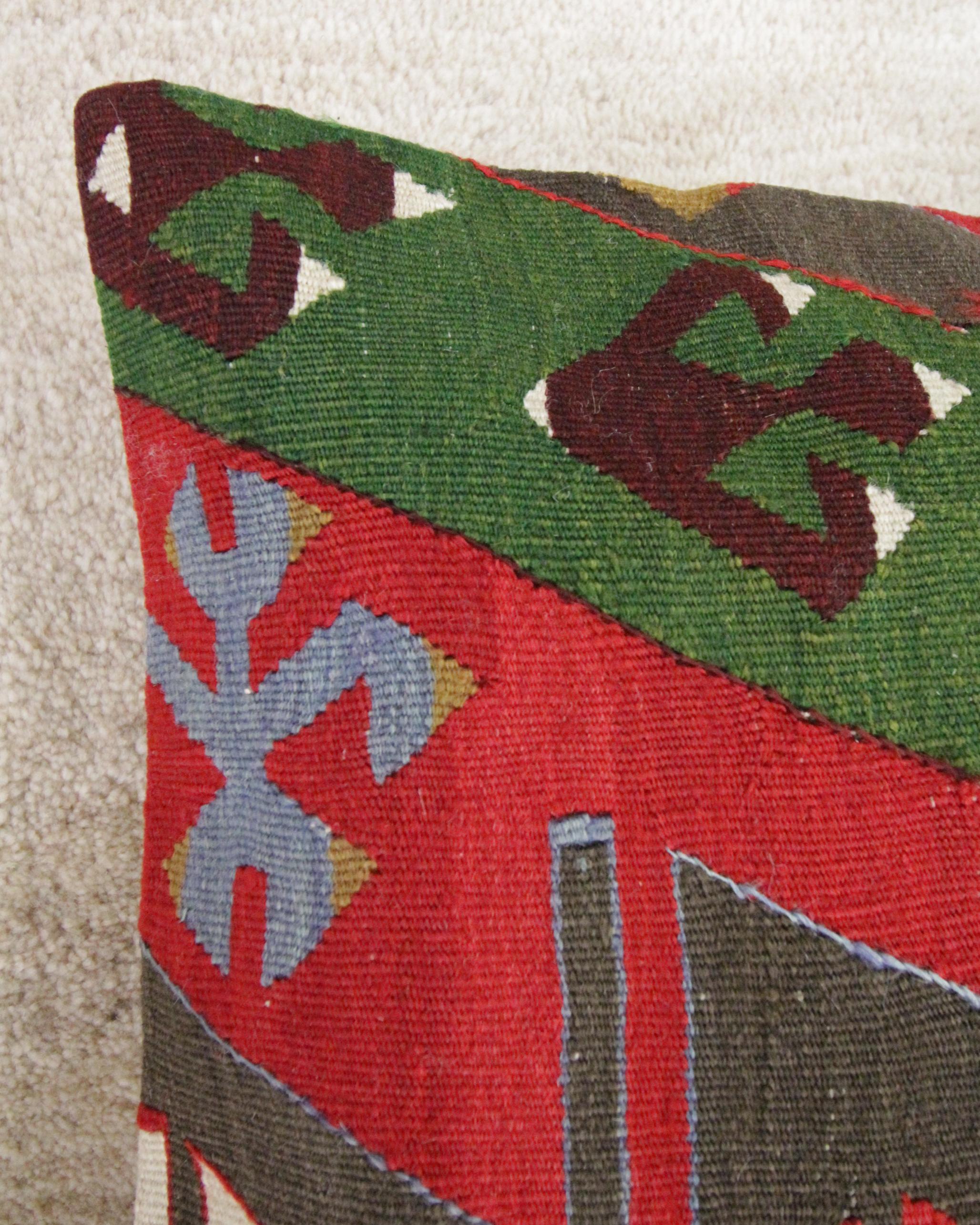 Turkish Rug Cushion Pillow, Geometric Kilim Cushion Cover In New Condition In Hampshire, GB