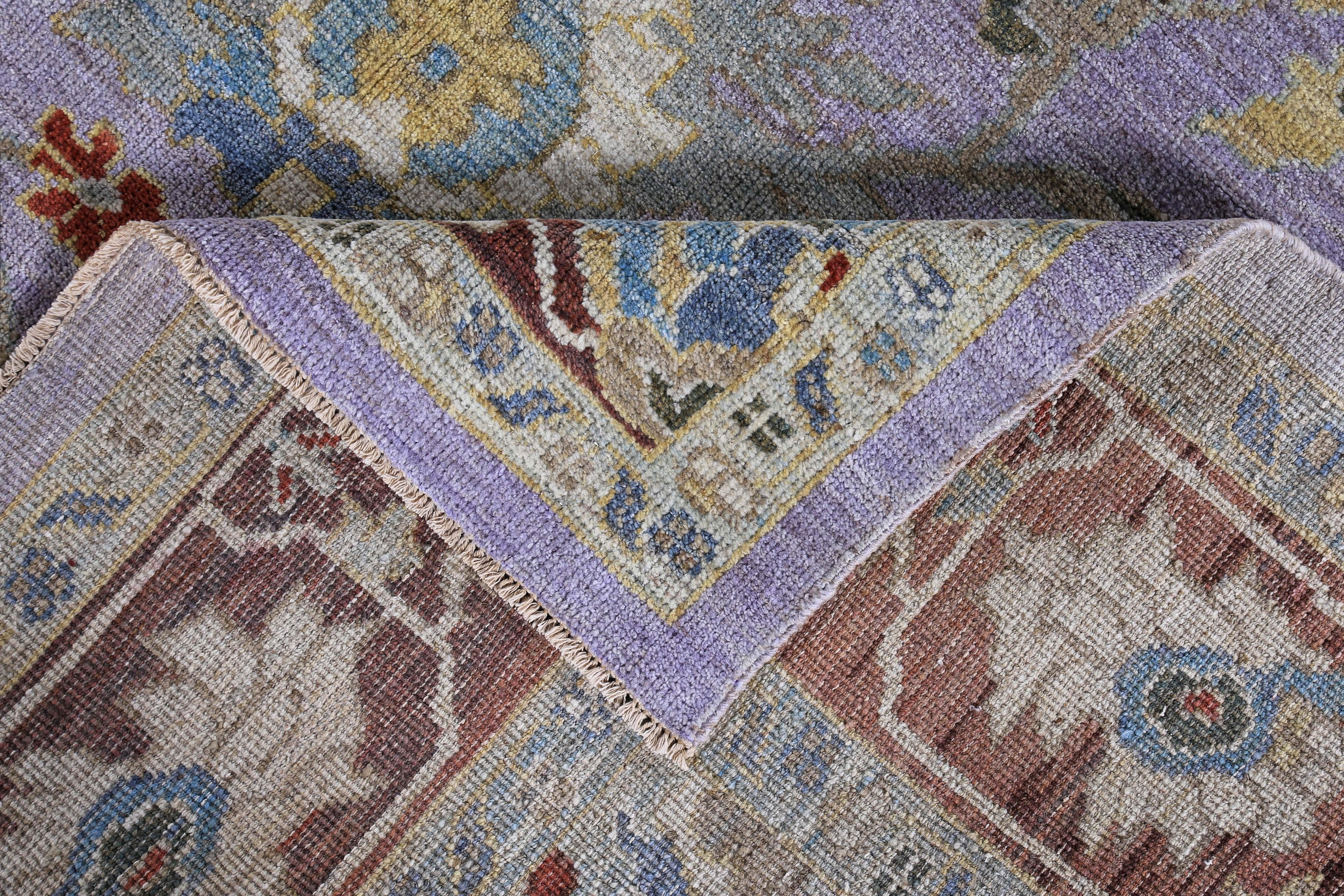 New Turkish Rug Sultanabad Design with Brown, Blue and Purple Botanical Details For Sale 2