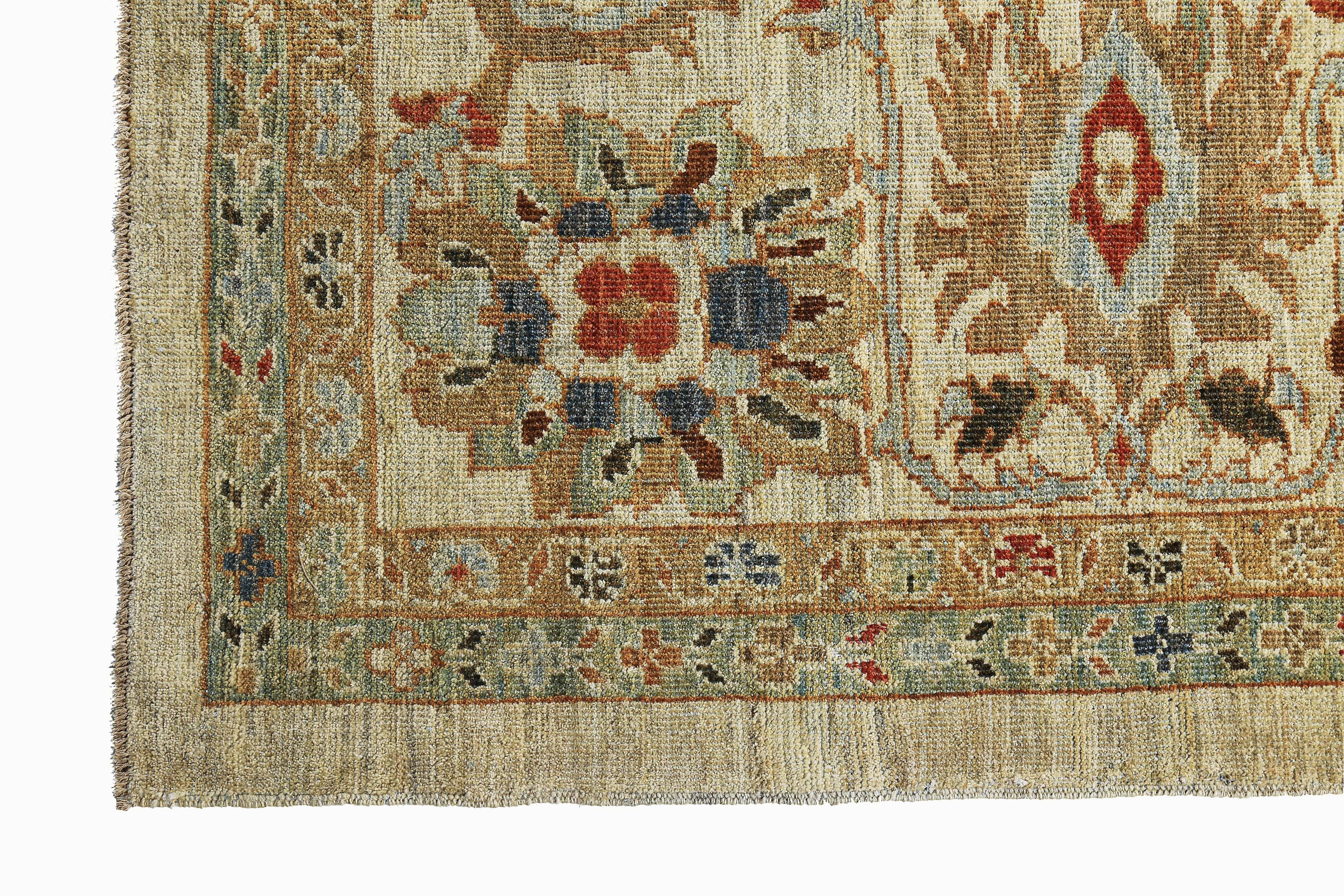 New Turkish Rug Sultanabad Design with Gray and Brown Botanical Details In New Condition For Sale In Dallas, TX