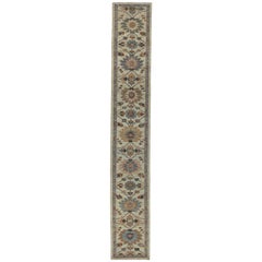 New Turkish Runner Rug Sultanabad Design with Brown and Beige Botanical Details