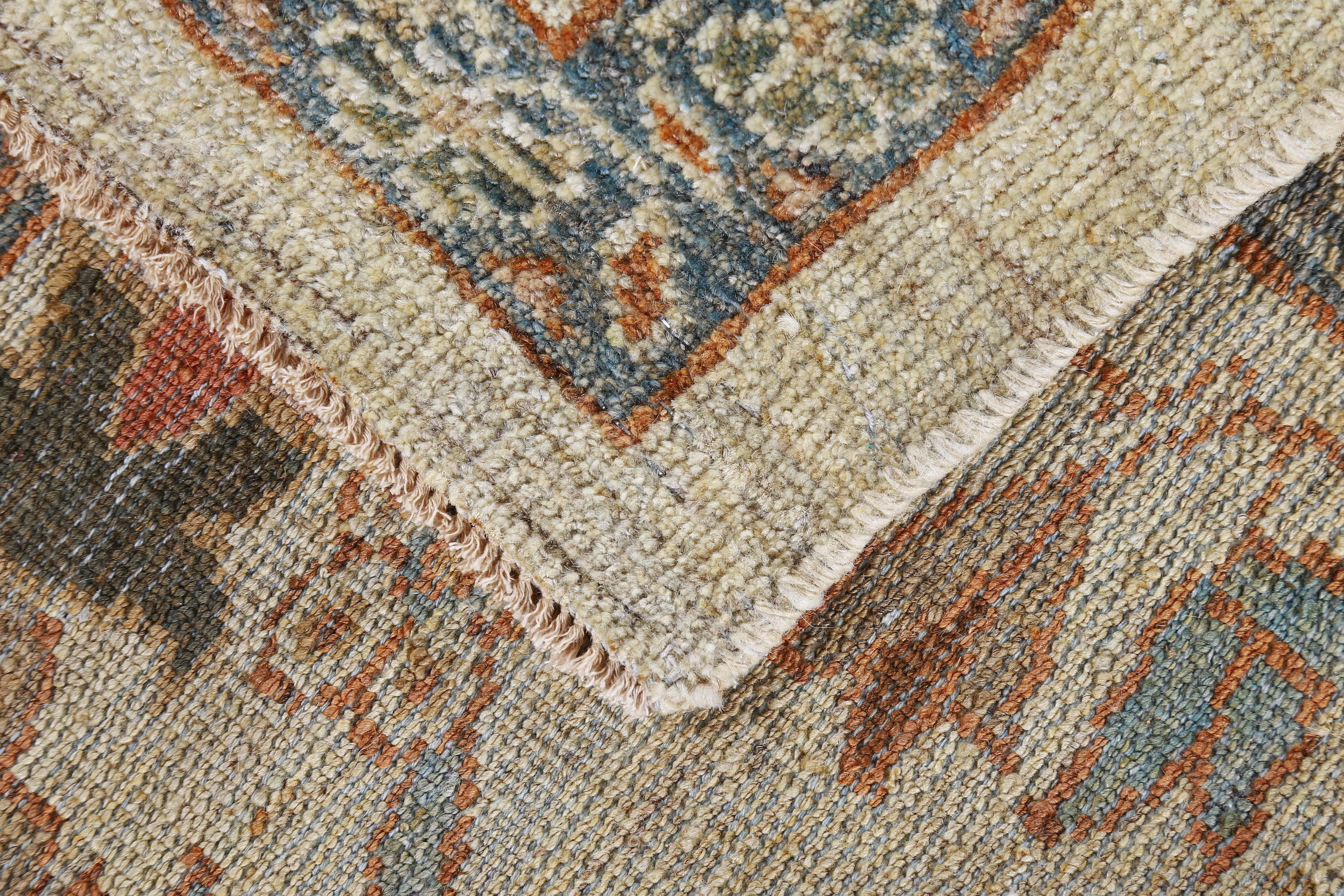 Wool New Turkish Runner Rug Sultanabad Design with Rust and Beige Botanical Details For Sale