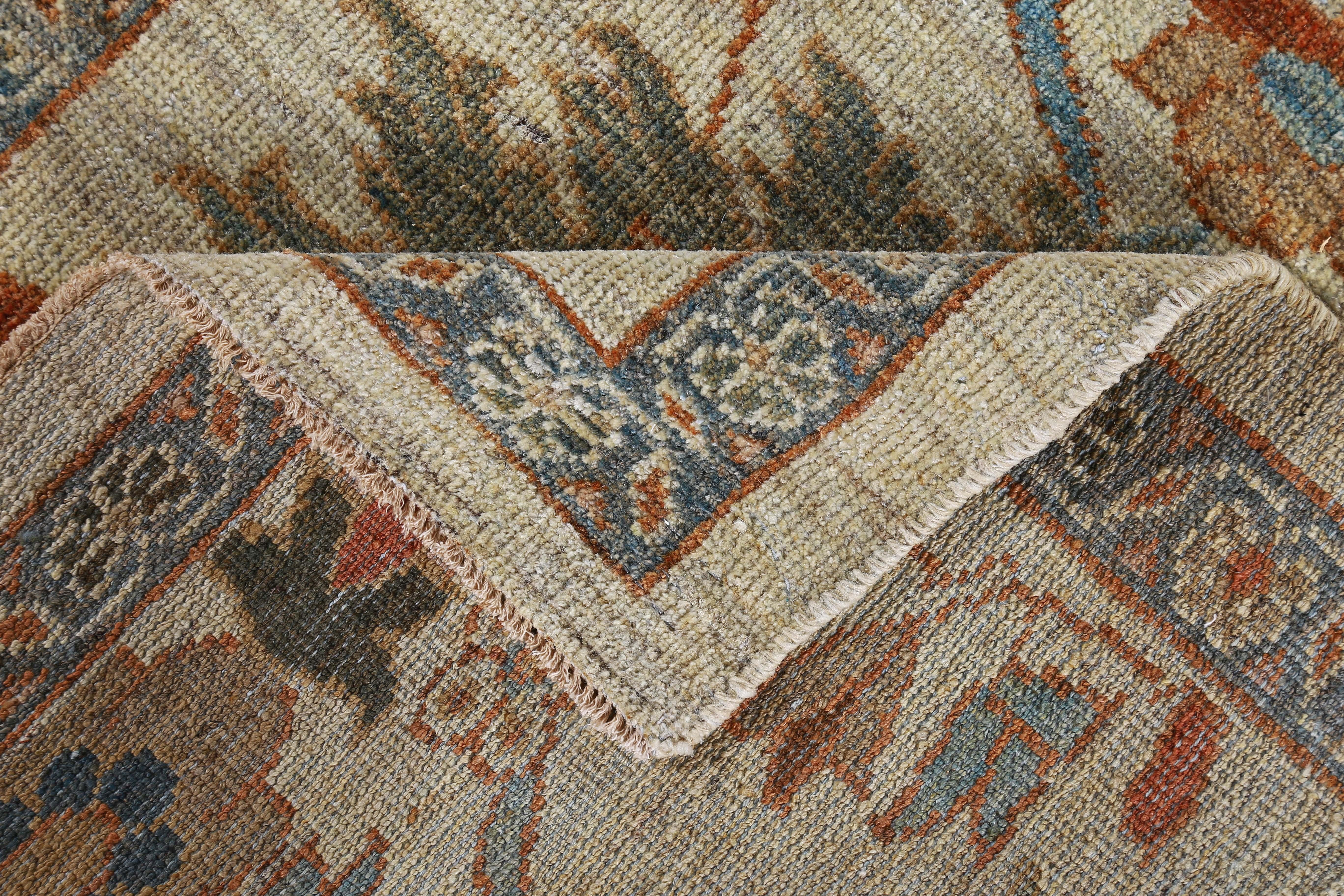 New Turkish Runner Rug Sultanabad Design with Rust and Beige Botanical Details For Sale 1