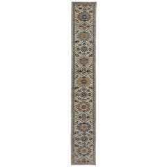 New Turkish Runner Rug Sultanabad Design with Rust and Beige Botanical Details