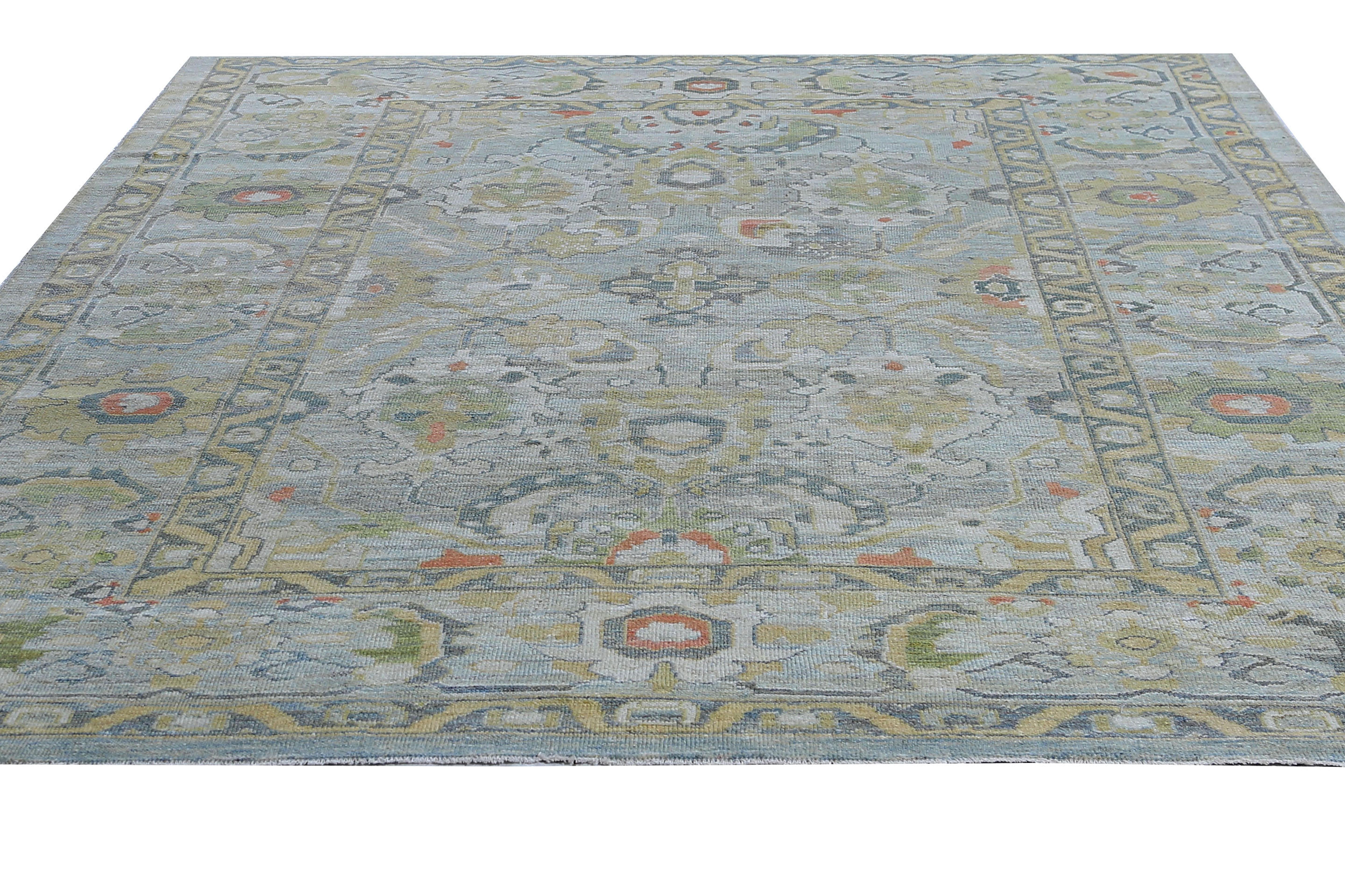 Afghanistan Sultanabad Bereich Teppiche CIRCA 1990 - Wolle Elfenbein Gelb Design - 95511 (Stammeskunst) im Angebot
