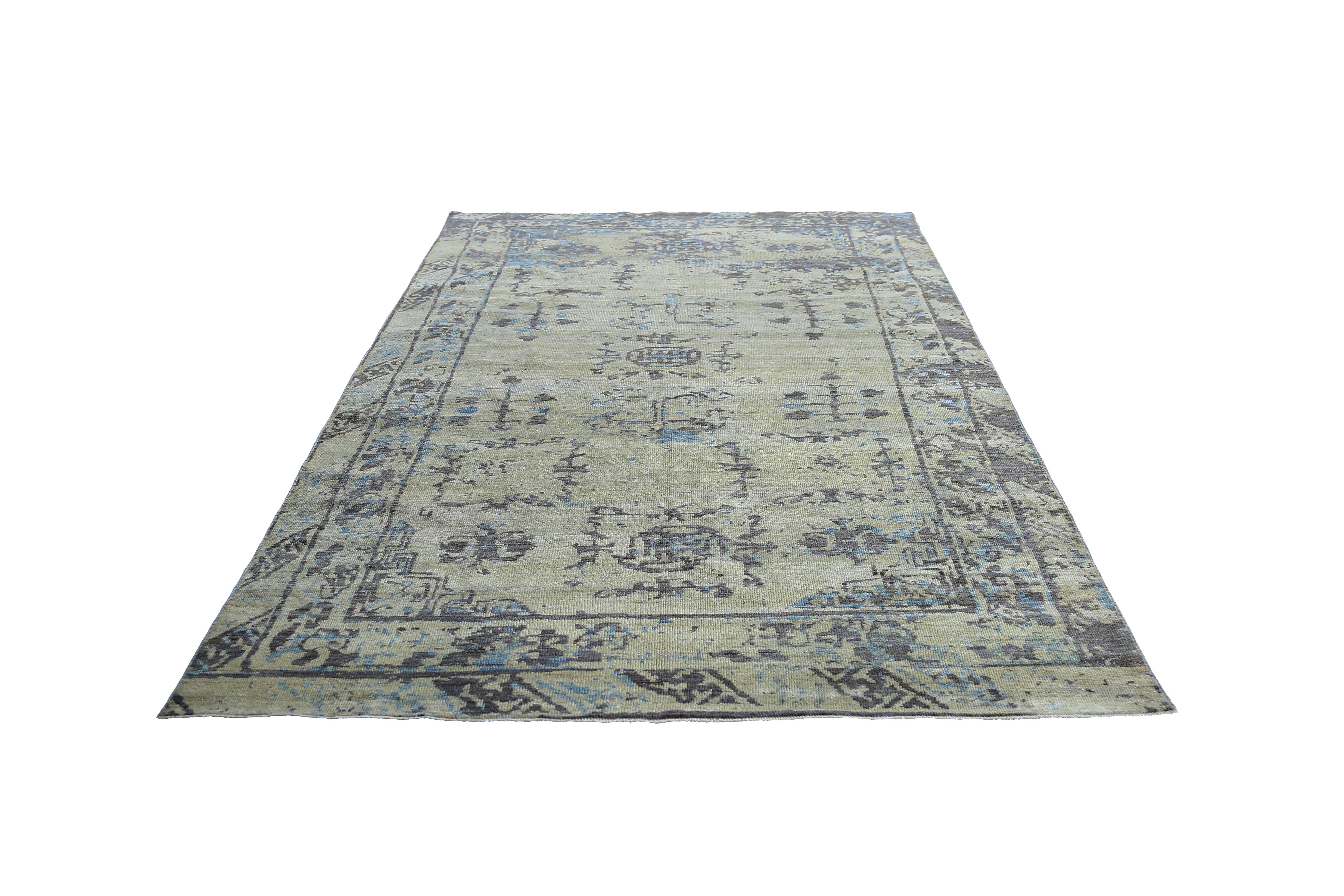 Tribal Afghanistan Tapis de zone Sultanabad Circa 1970 - Laine Brown Ivoire Jaune - 95515 en vente