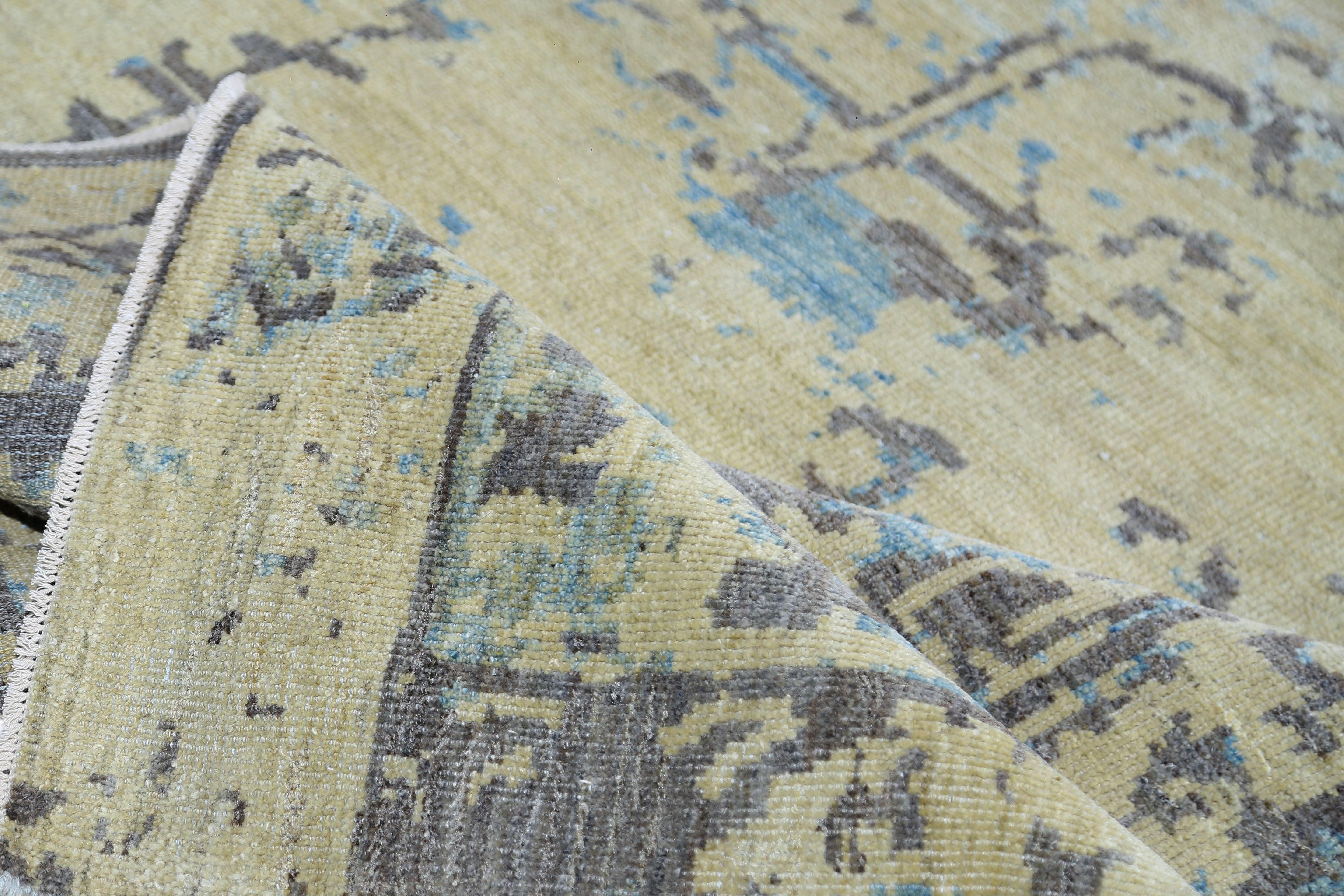 Afghanistan Tapis de zone Sultanabad Circa 1970 - Laine Brown Ivoire Jaune - 95515 Excellent état - En vente à Dallas, TX