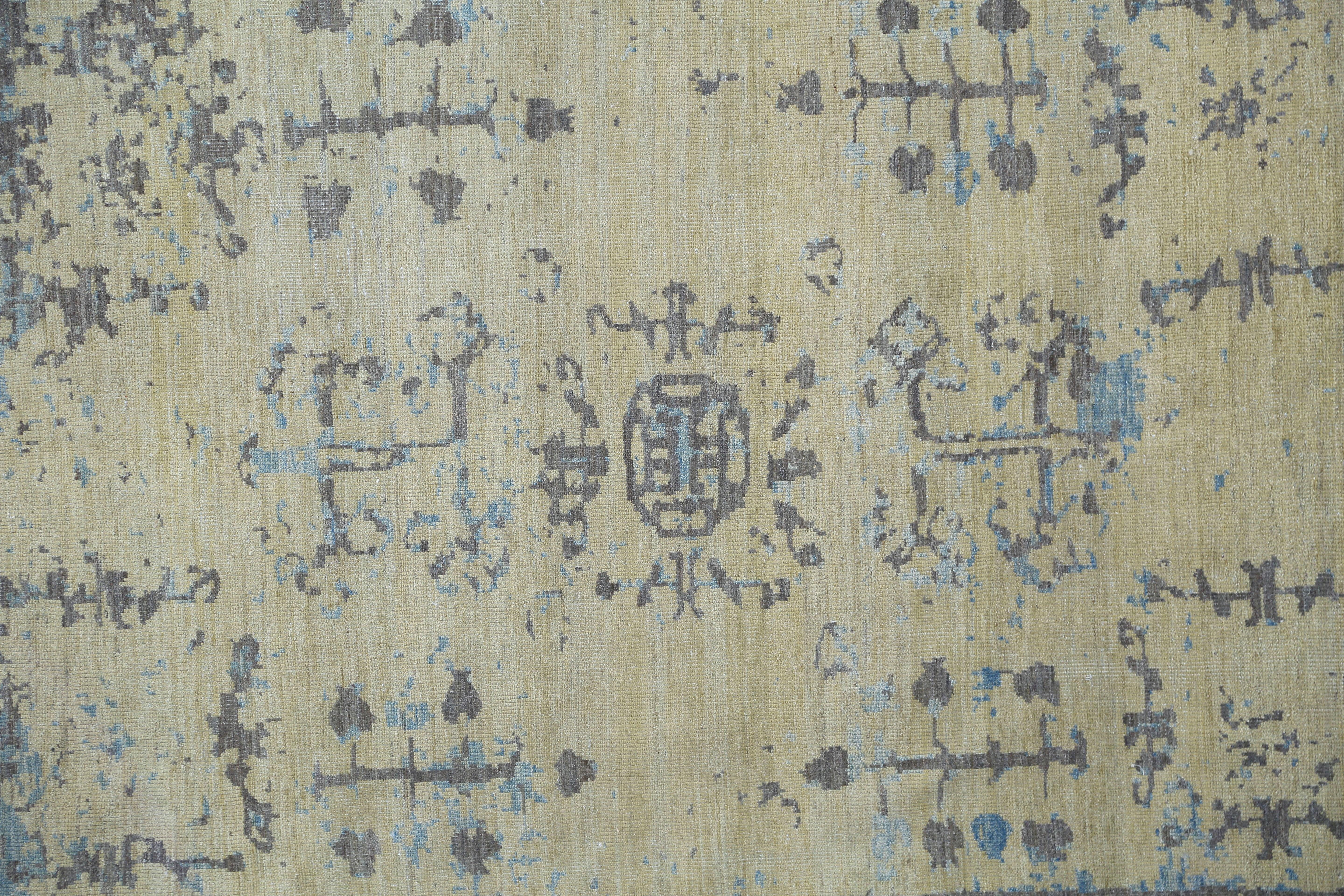 20ième siècle Afghanistan Tapis de zone Sultanabad Circa 1970 - Laine Brown Ivoire Jaune - 95515 en vente