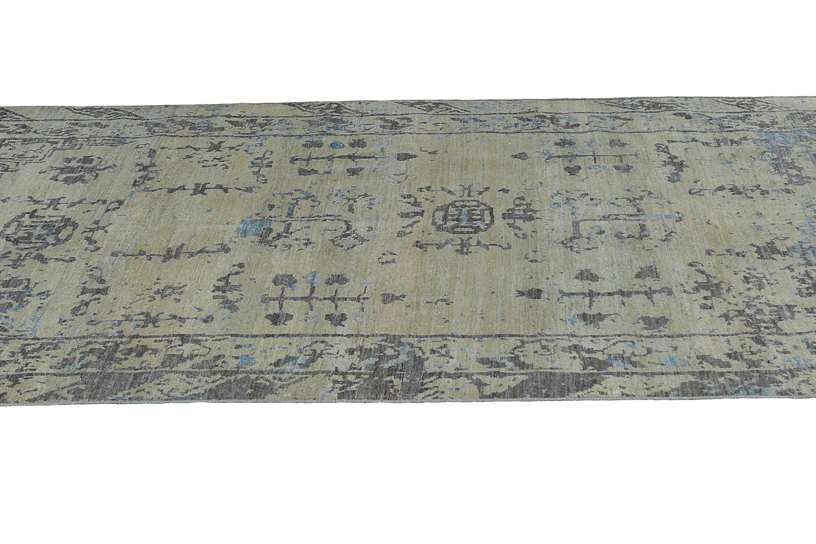Afghanistan Tapis de zone Sultanabad Circa 1970 - Laine Brown Ivoire Jaune - 95515 en vente 1