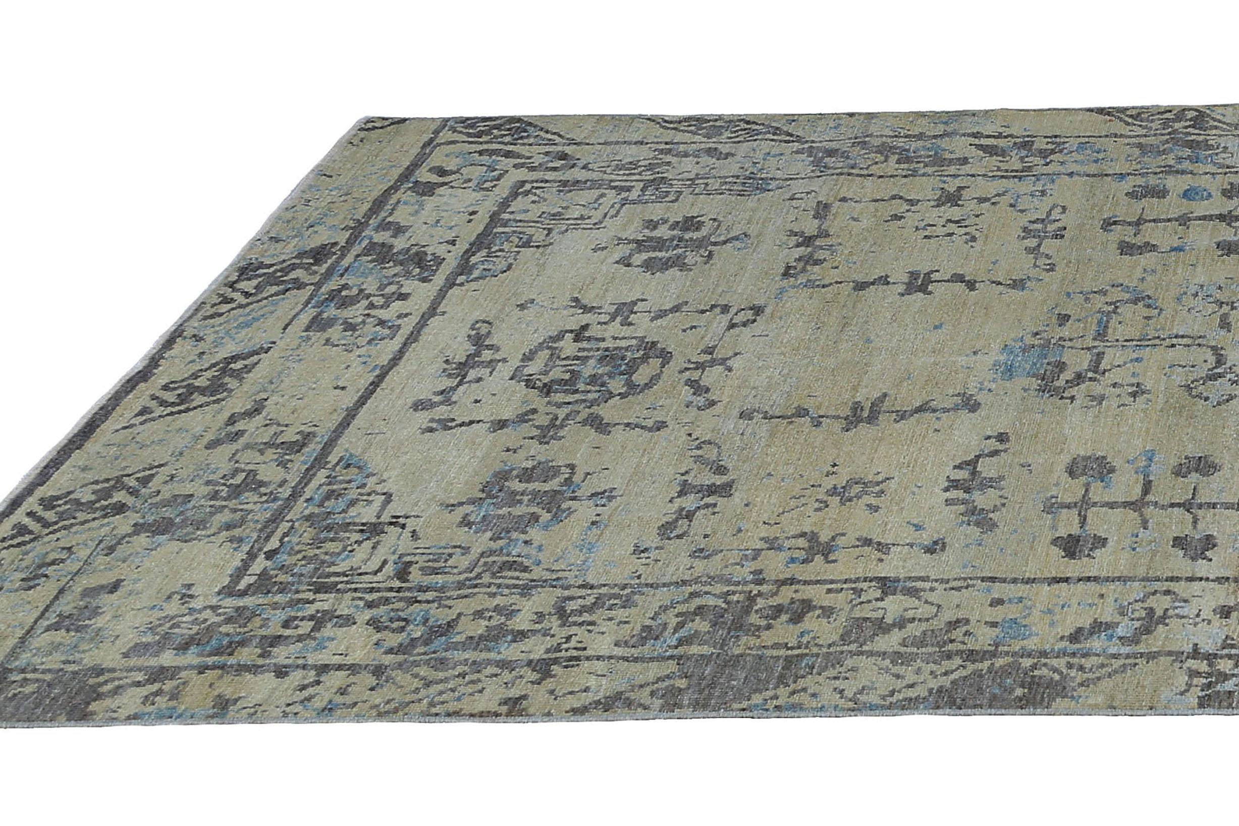 Afghanistan Tapis de zone Sultanabad Circa 1970 - Laine Brown Ivoire Jaune - 95515 en vente 2