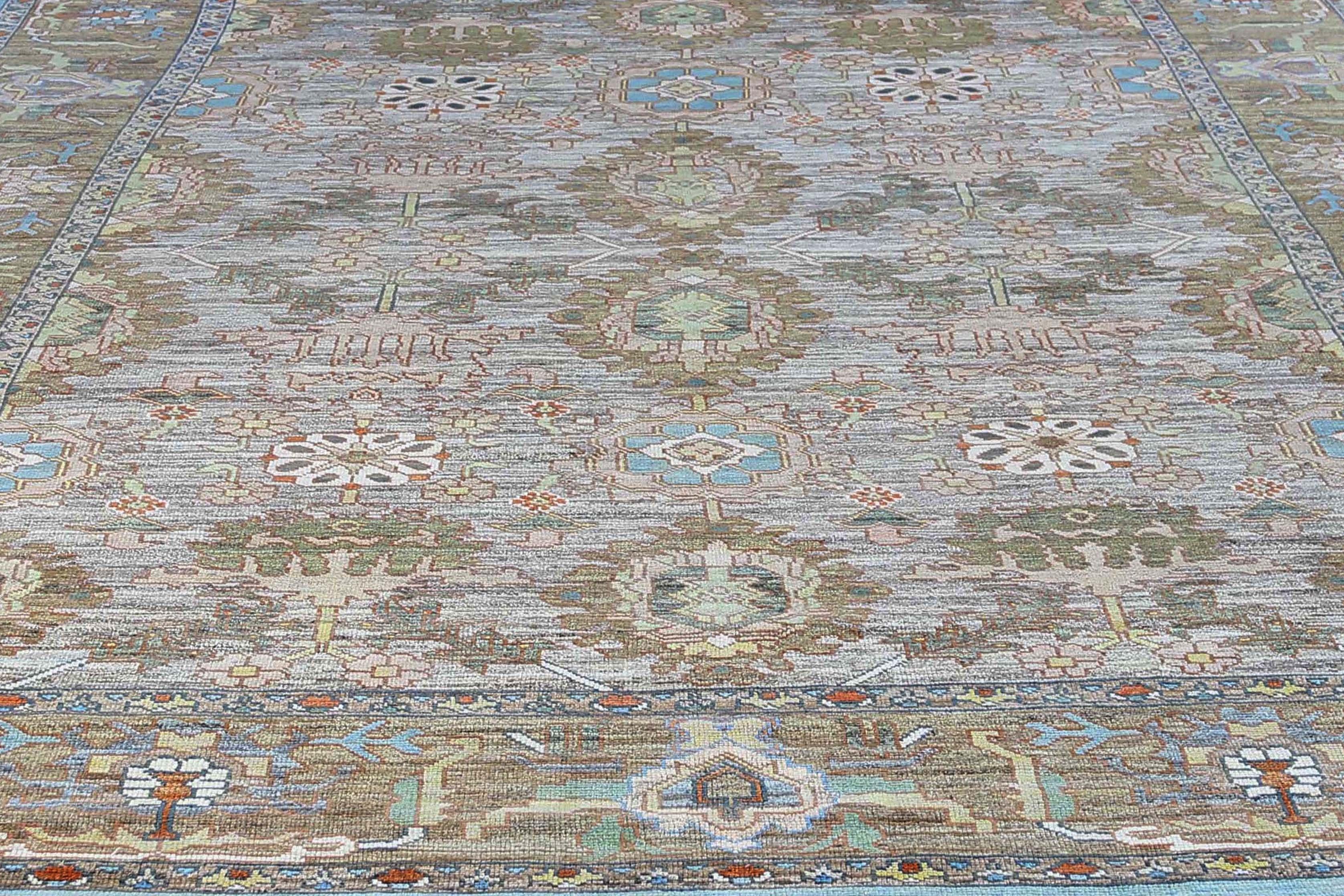 Tappeto Afghanistan Oushak Over Size Circa 1990 - Disegno in lana blu - 95533 in vendita 4