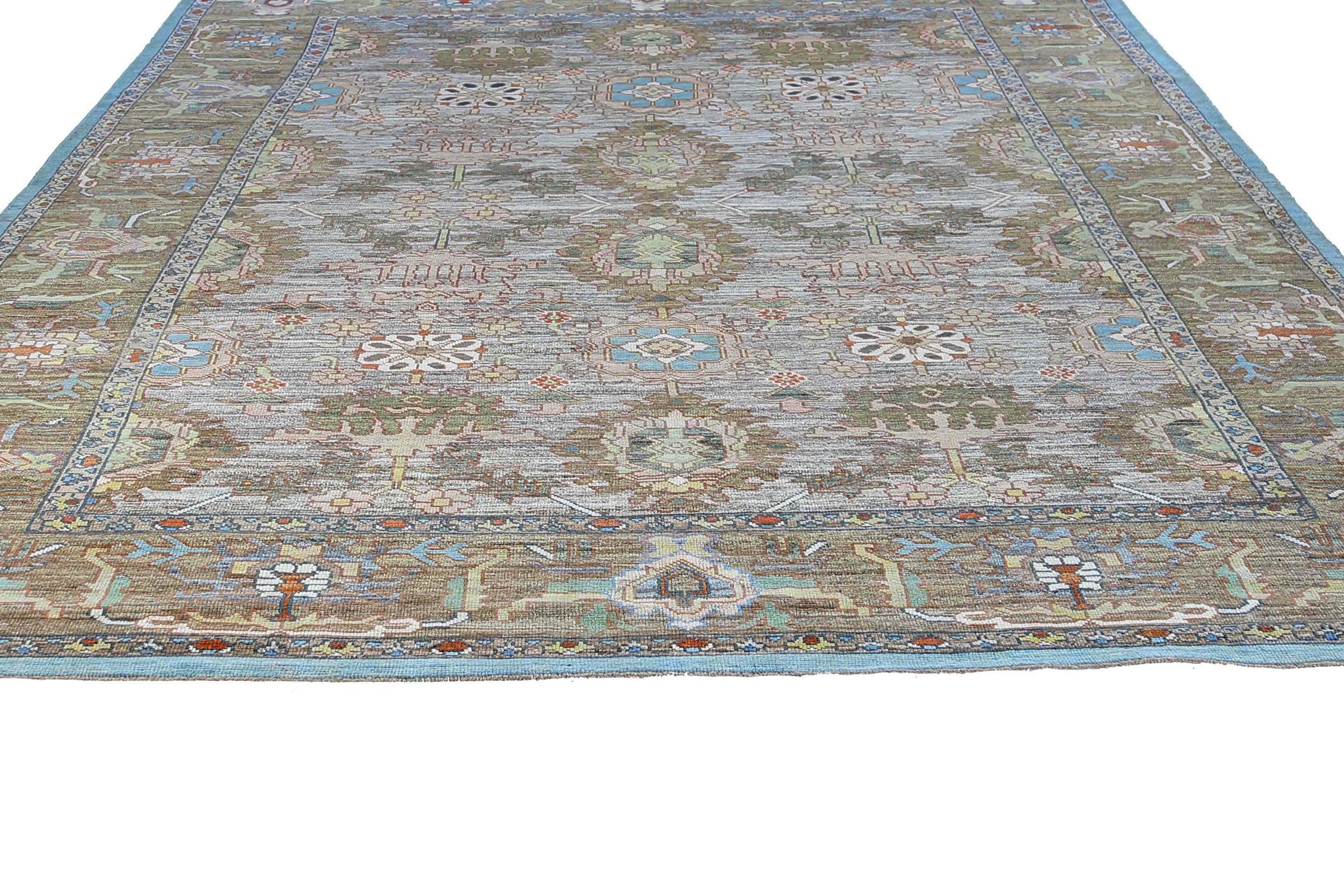 Tribale Tappeto Afghanistan Oushak Over Size Circa 1990 - Disegno in lana blu - 95533 in vendita