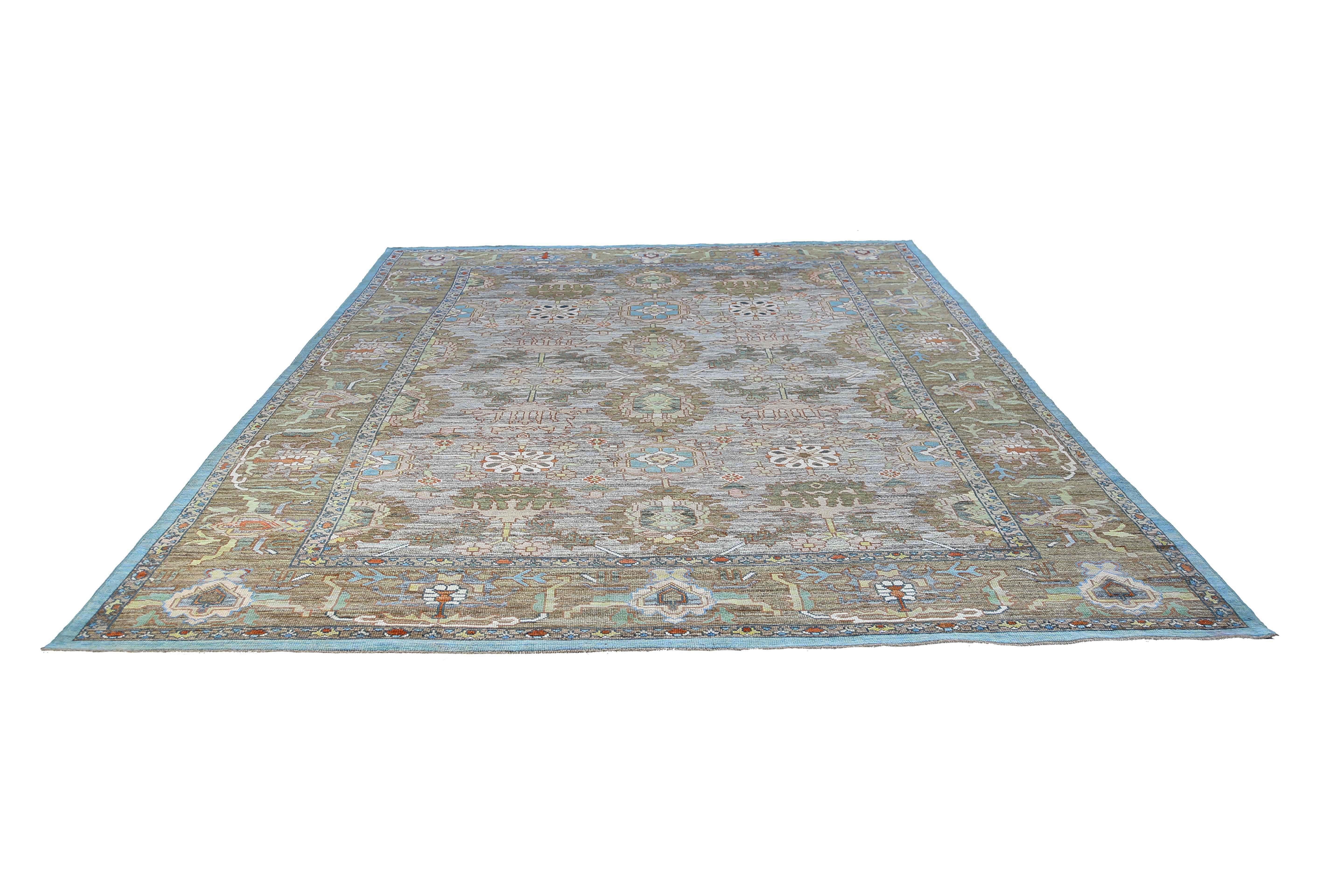 XX secolo Tappeto Afghanistan Oushak Over Size Circa 1990 - Disegno in lana blu - 95533 in vendita
