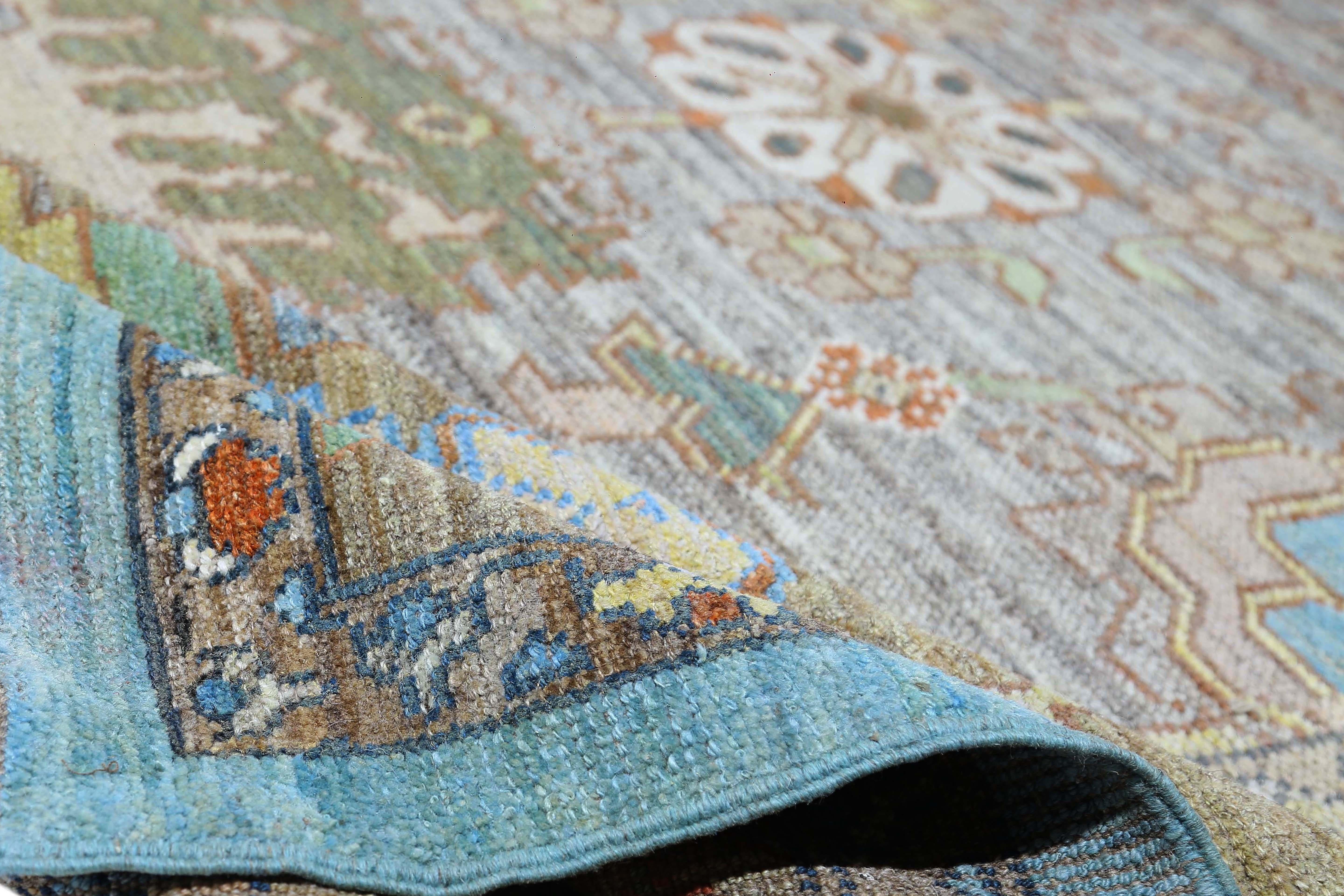 Tappeto Afghanistan Oushak Over Size Circa 1990 - Disegno in lana blu - 95533 in vendita 1