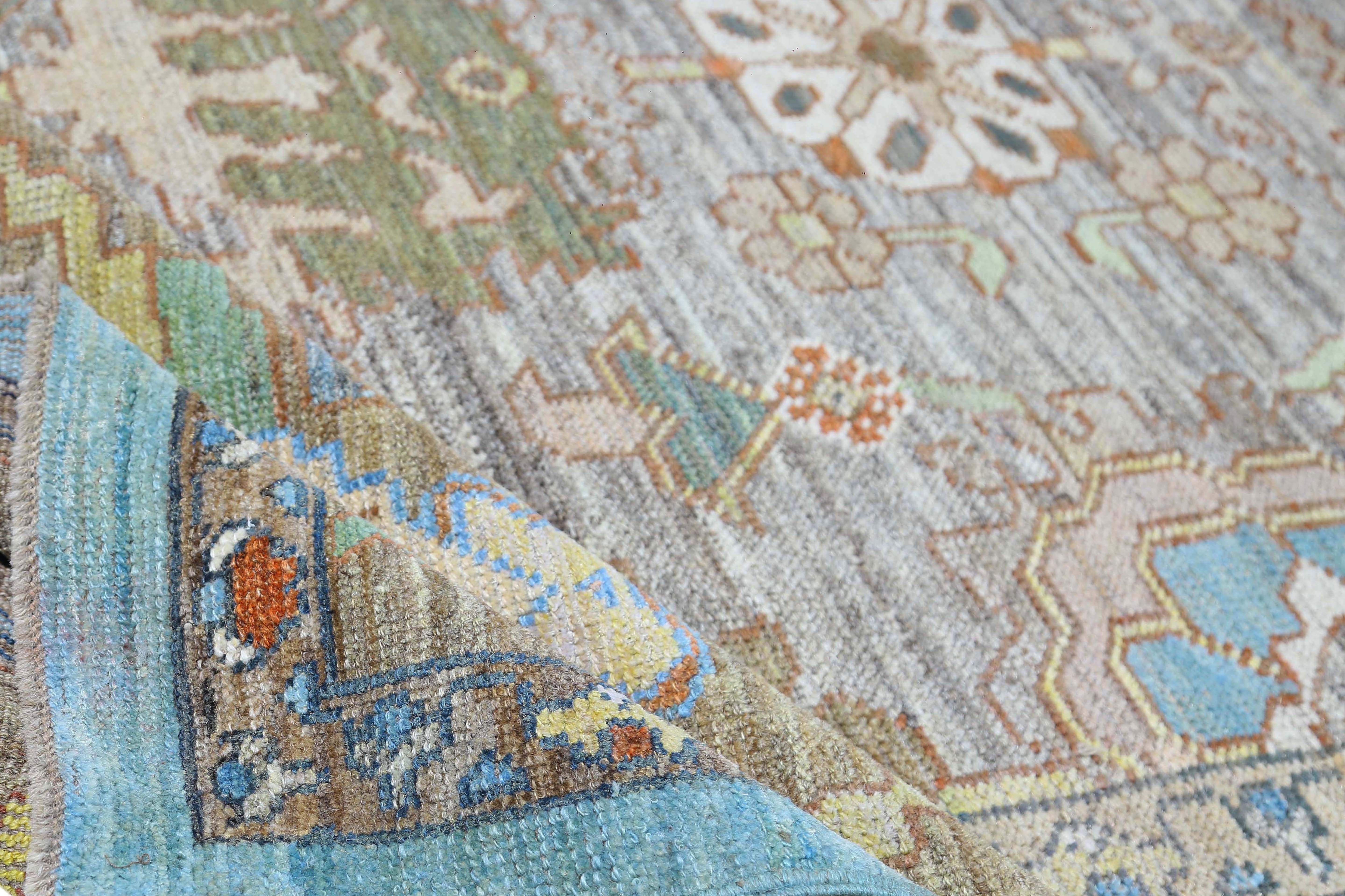 Tappeto Afghanistan Oushak Over Size Circa 1990 - Disegno in lana blu - 95533 in vendita 2
