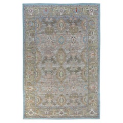 New Turkish Sultanabad Rug with Green and Blue Color Tones