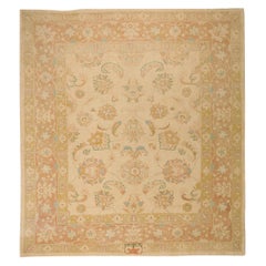 New Turkish Sultanabad Style Rug with Blue and Green Floral Motifs