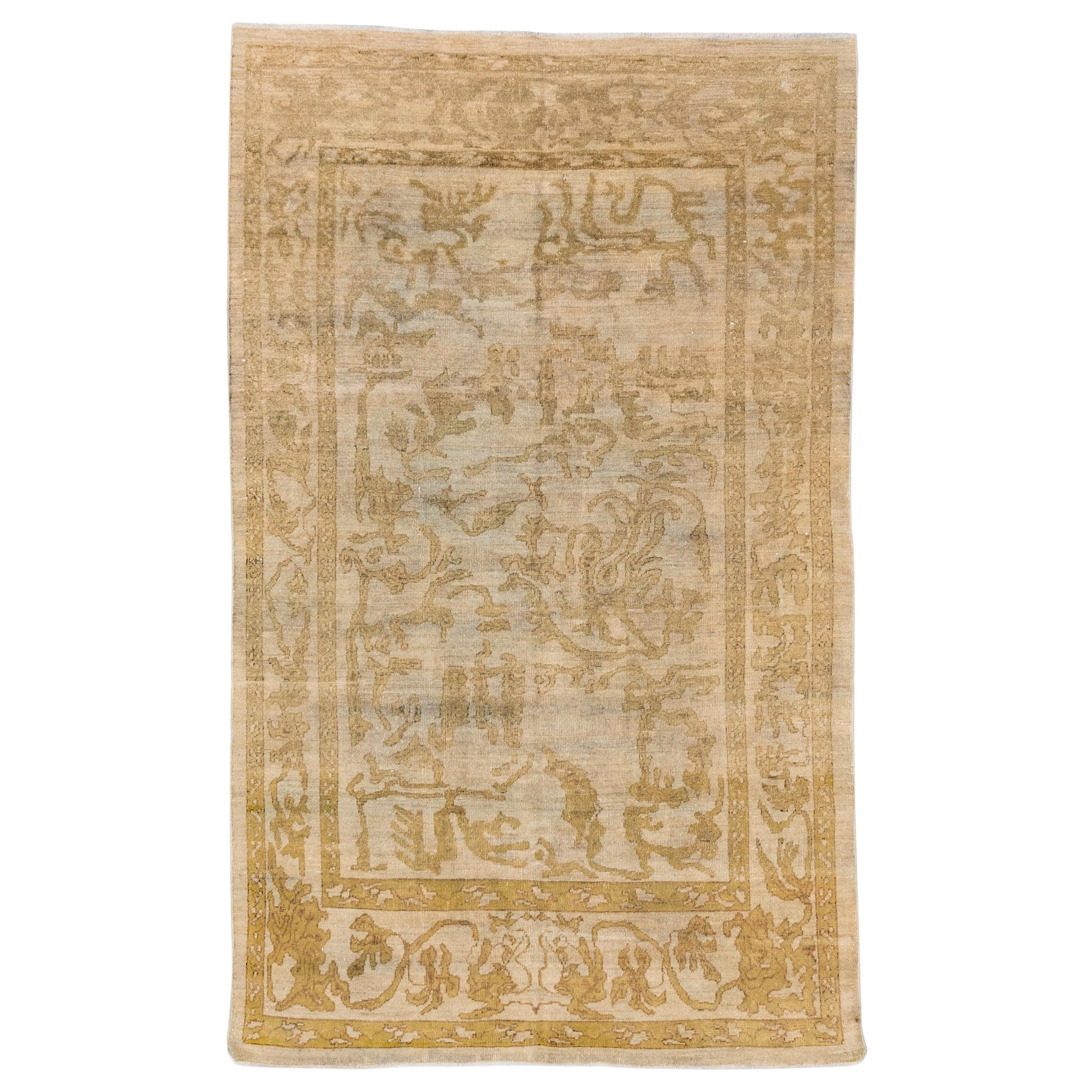 New Turkish Sultanabad Style Rug with Brown and Gold Botanical Motifs