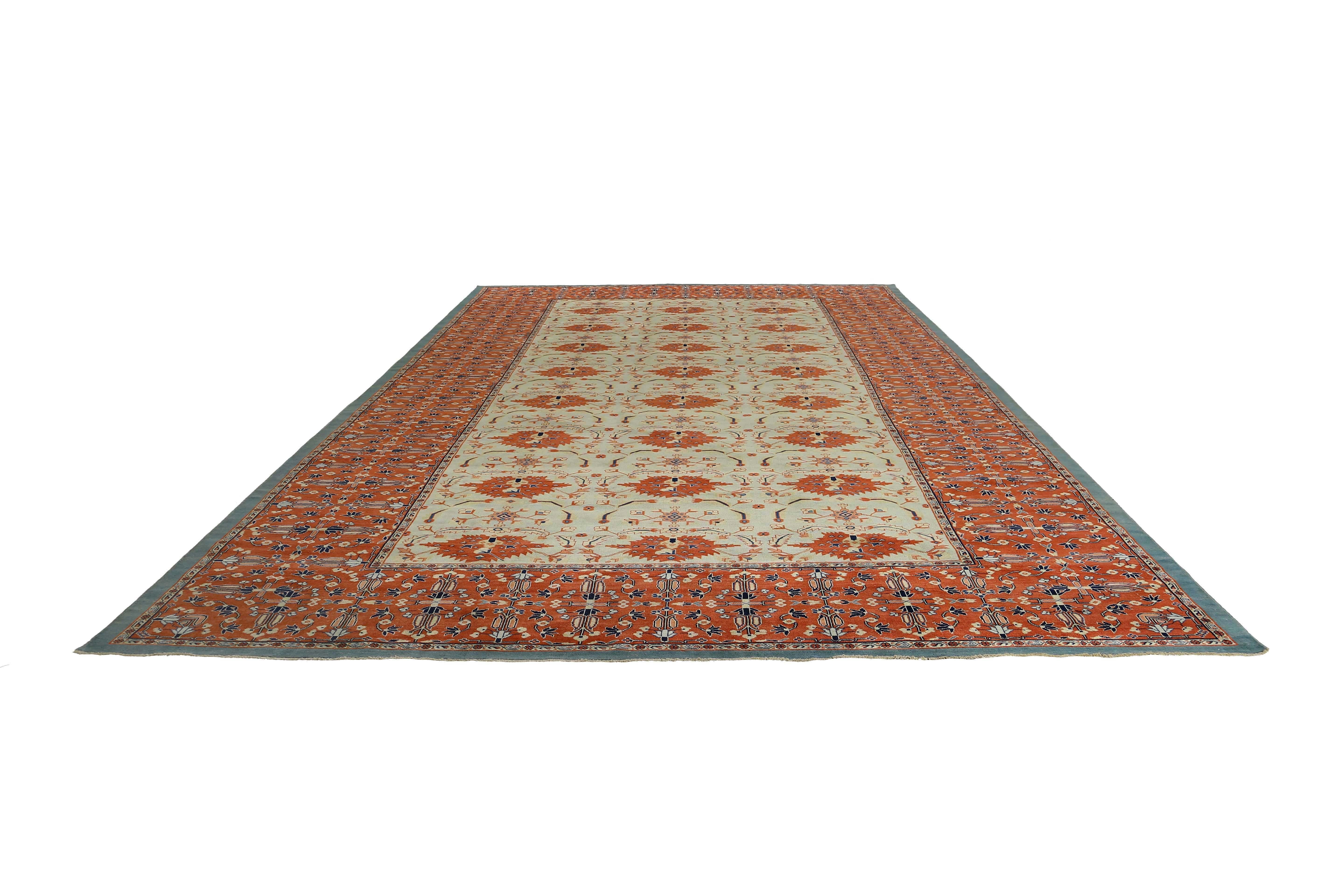 Wool New Turkish Sultanabad with Red Border and Design Details For Sale