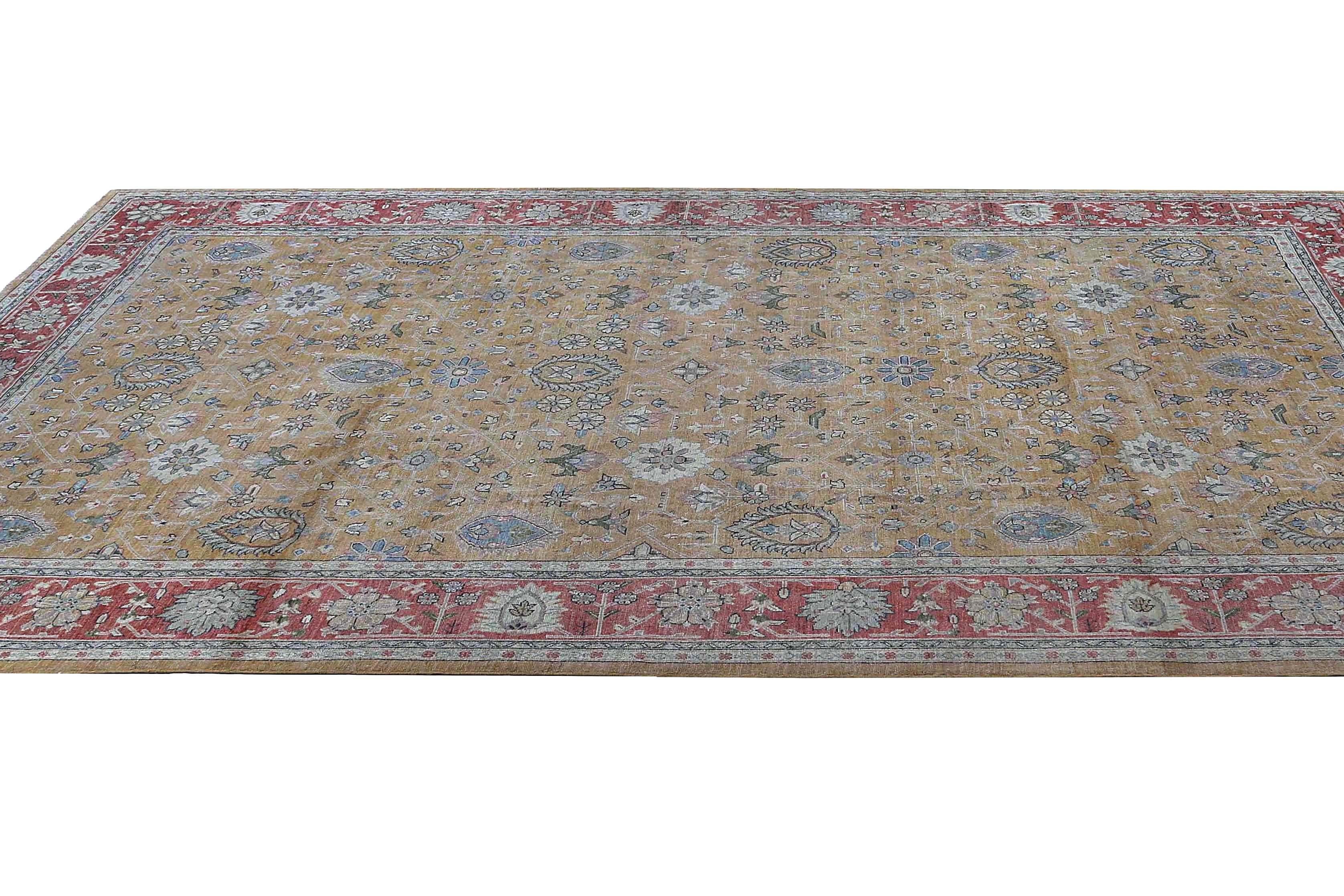 Introducing the magnificent Turkish Sultanabad rug, a true work of art that will elevate any room in your home. Measuring an impressive 12'10'' x 19'4'', this rug's extended foundation adds to its durability, ensuring that it will last for