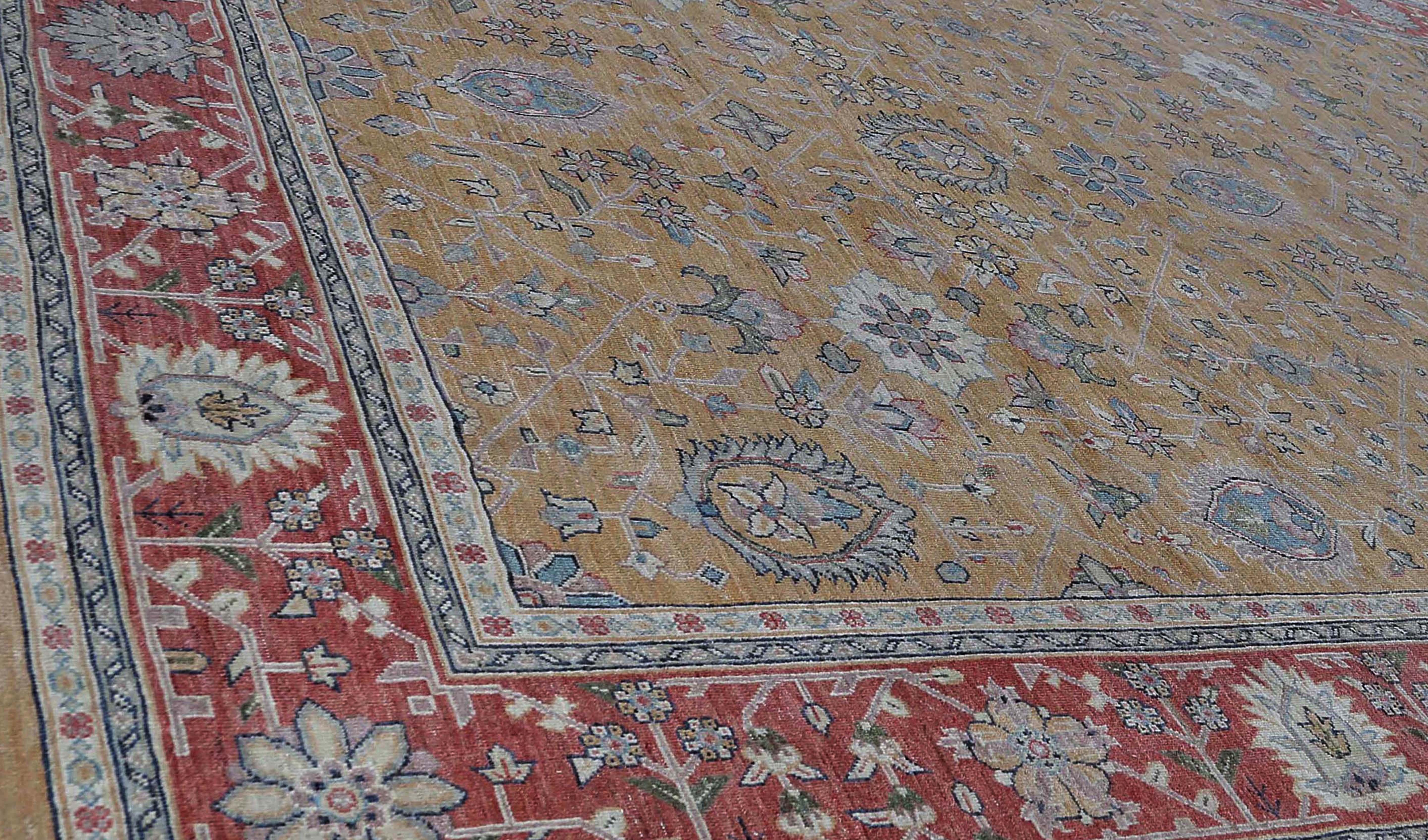 Afghanistan Sultanabad Over Size Teppich Circa 1990 - Wolle Orange Rot Design - 95452 (Stammeskunst) im Angebot