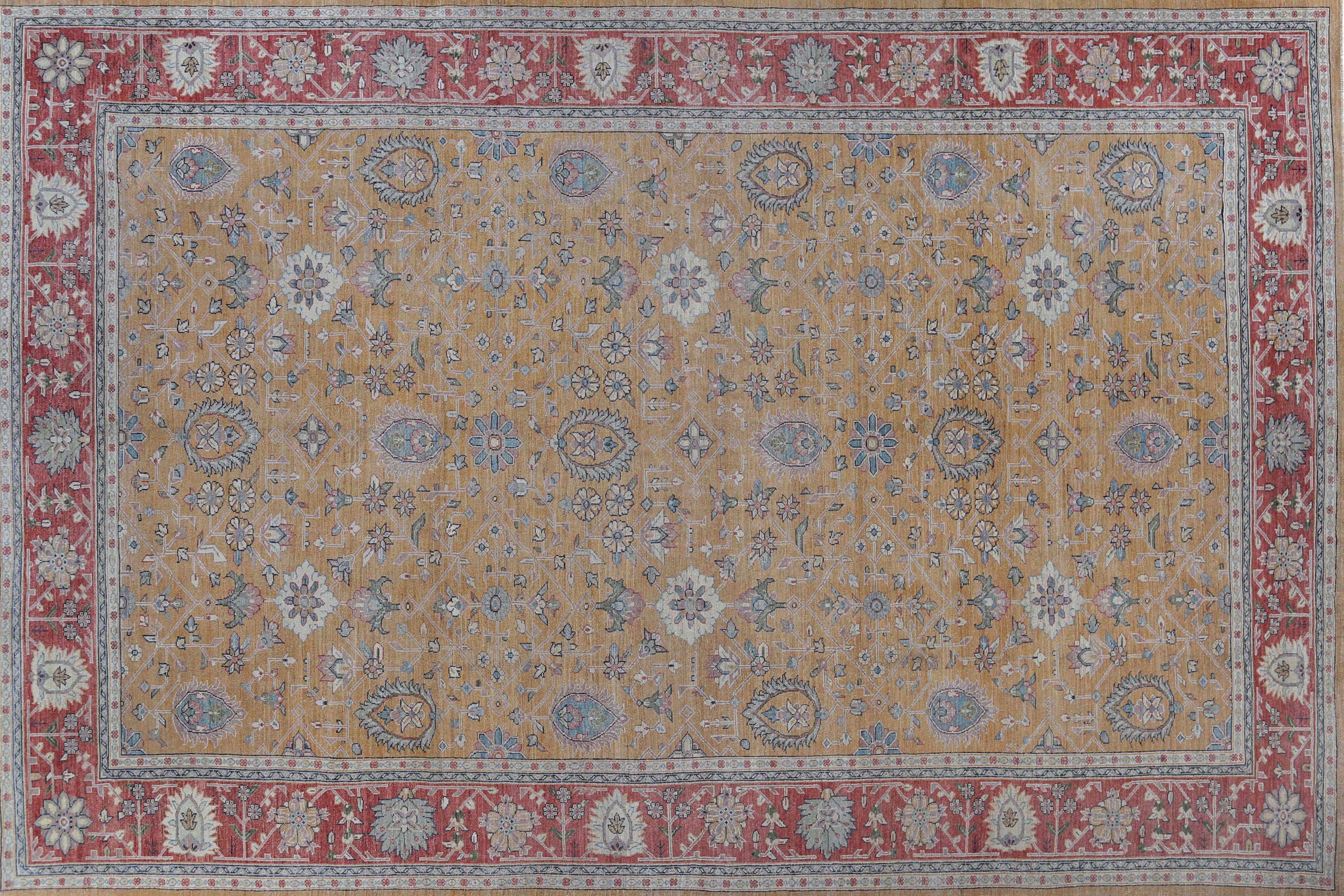 Afghanistan Sultanabad Over Size Teppich Circa 1990 - Wolle Orange Rot Design - 95452 im Angebot 2