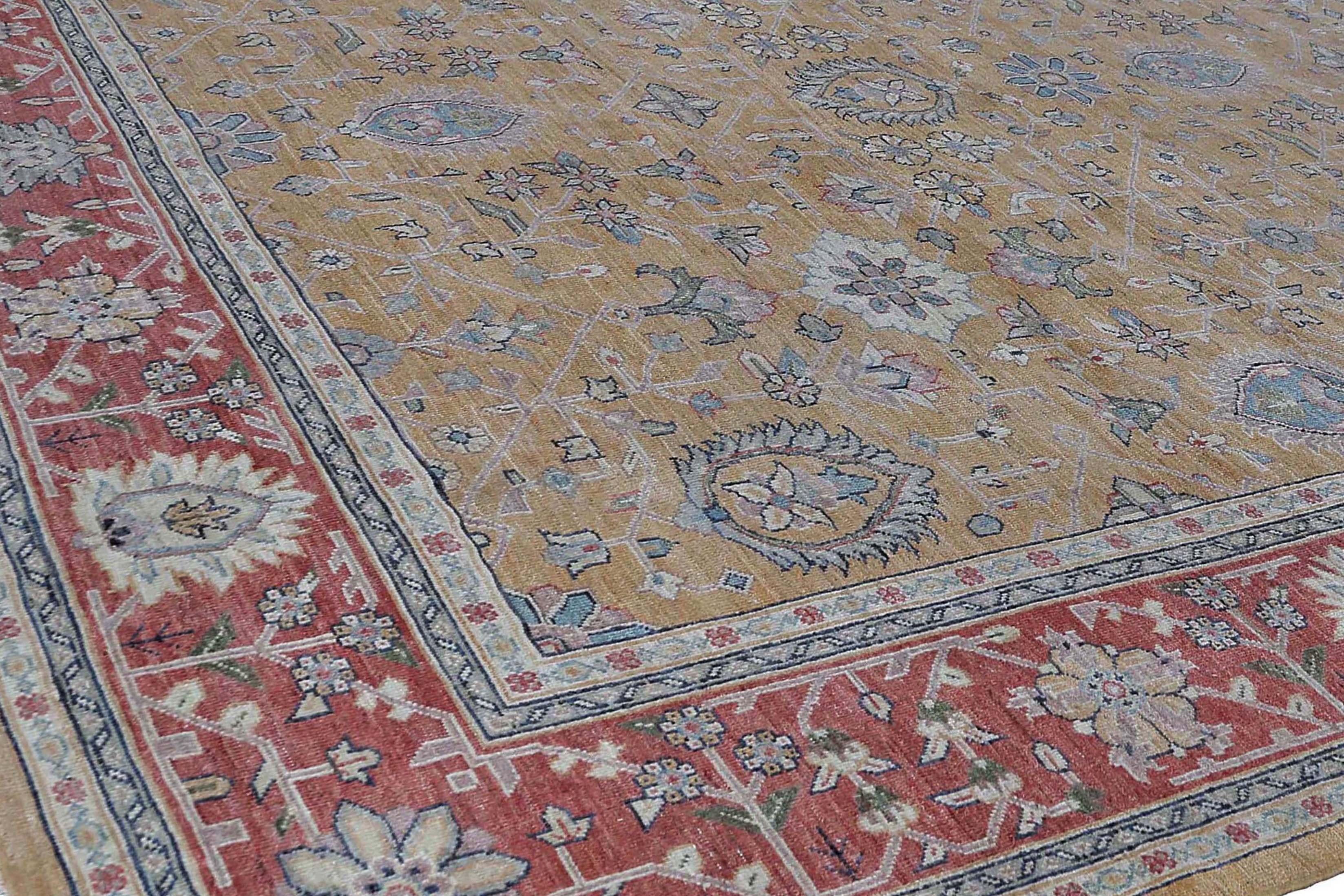 Afghanistan Sultanabad Over Size Teppich Circa 1990 - Wolle Orange Rot Design - 95452 im Angebot 3