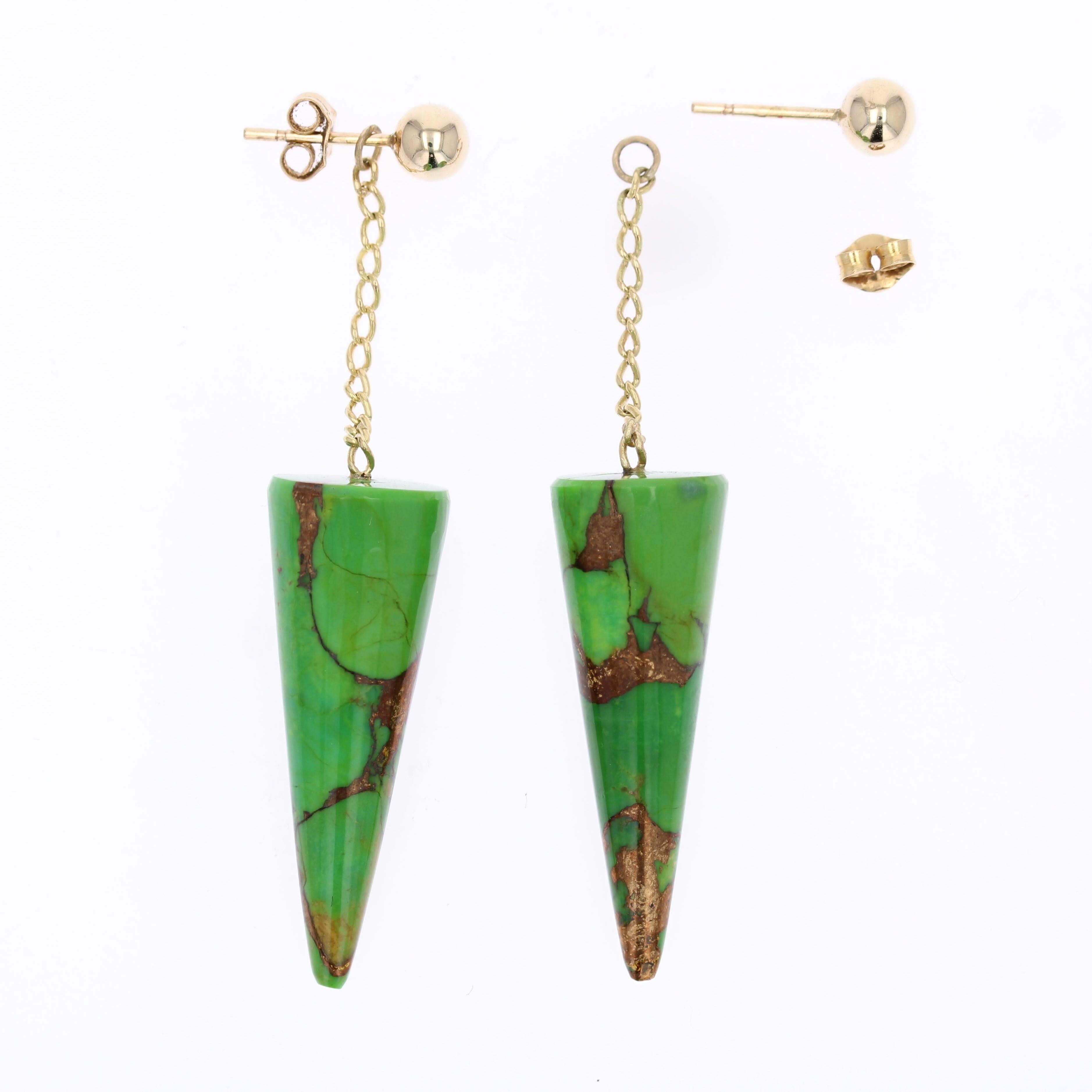 Nuovi orecchini pendenti in turchese del Turkmenistan in oro giallo 18 carati in vendita 4