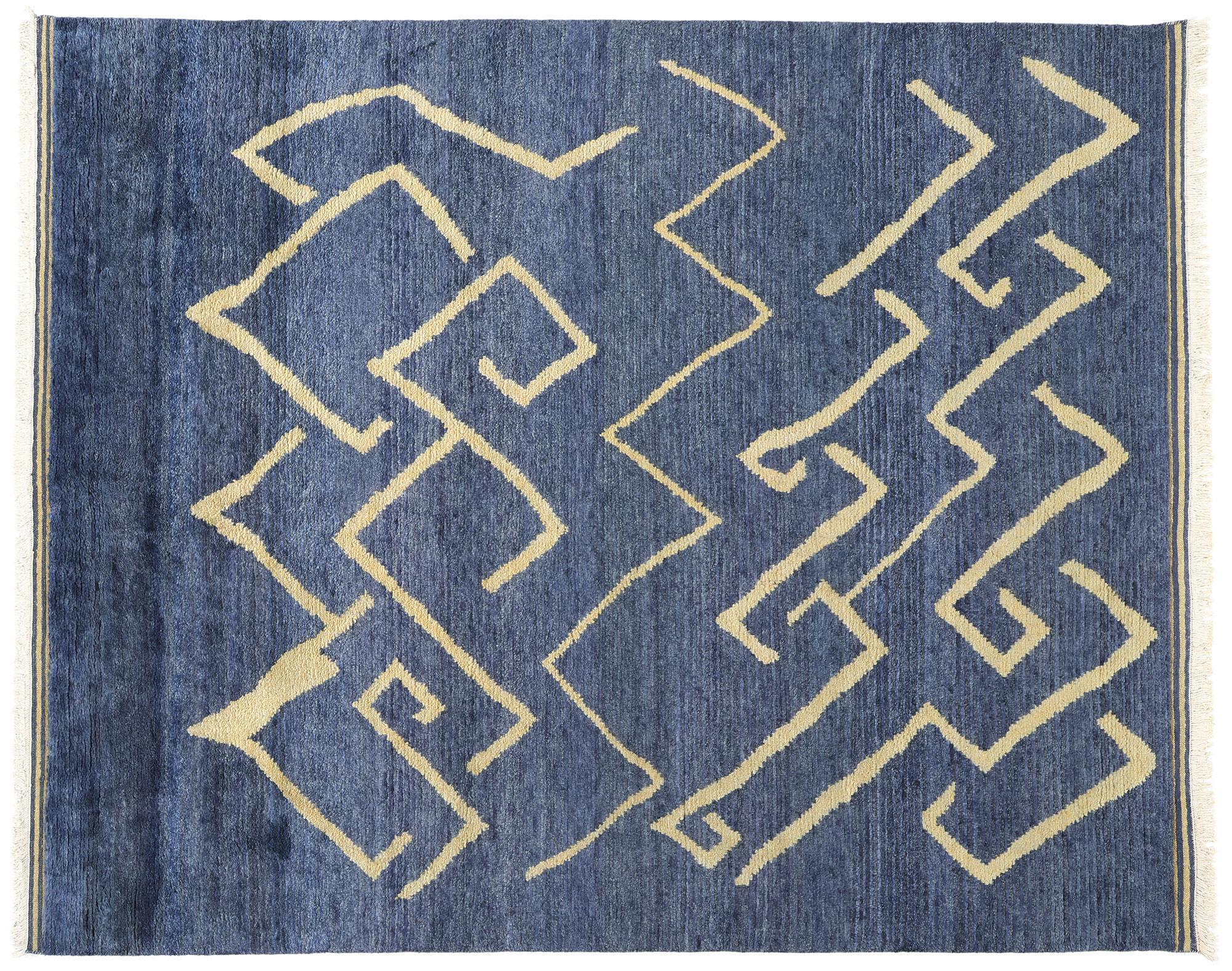 New Twilight Azure Cascade Modern Moroccan Rug, 08'01 x 10'00 For Sale 2