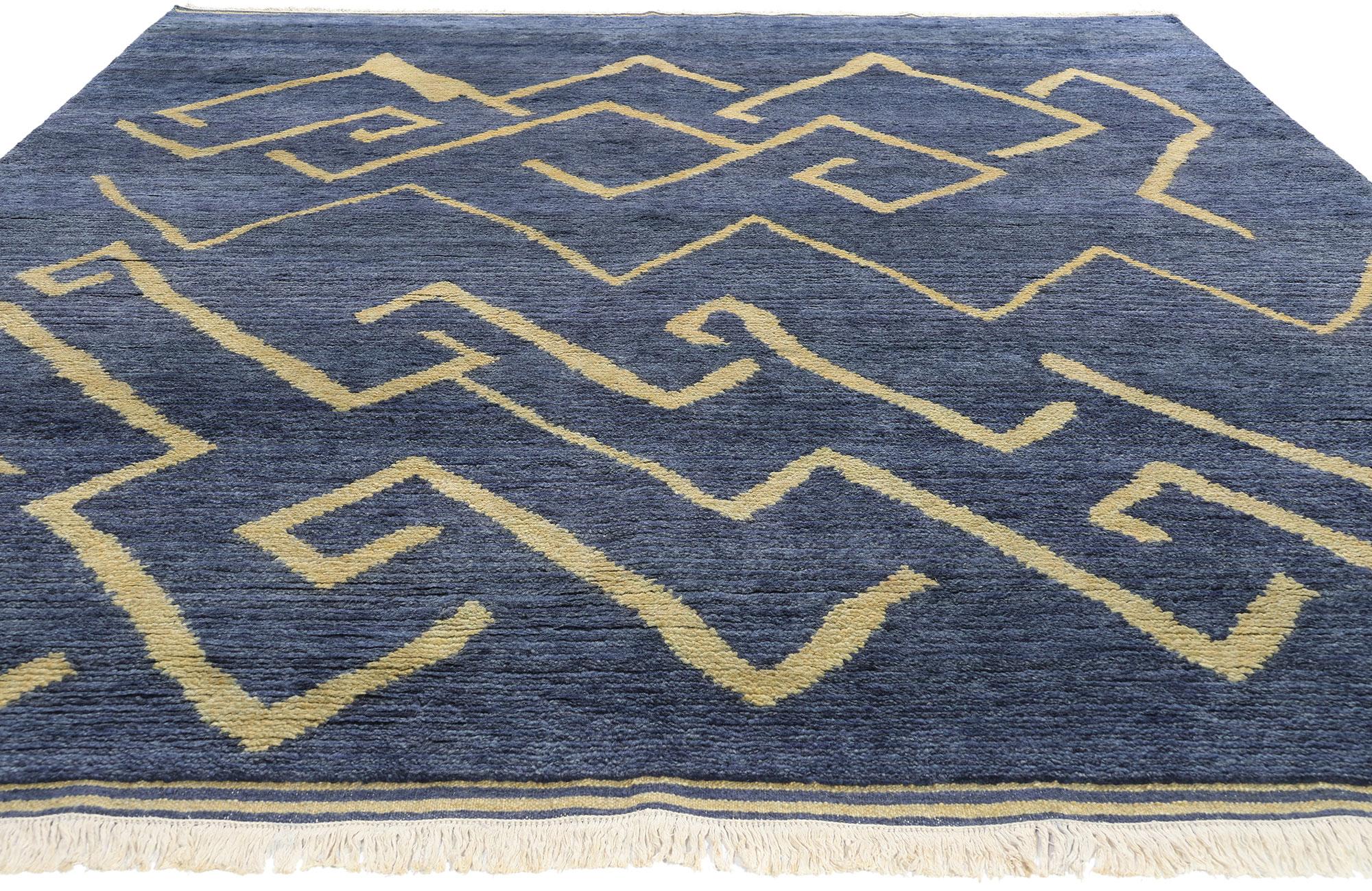 Bohemian New Twilight Azure Cascade Modern Moroccan Rug, 08'01 x 10'00 For Sale