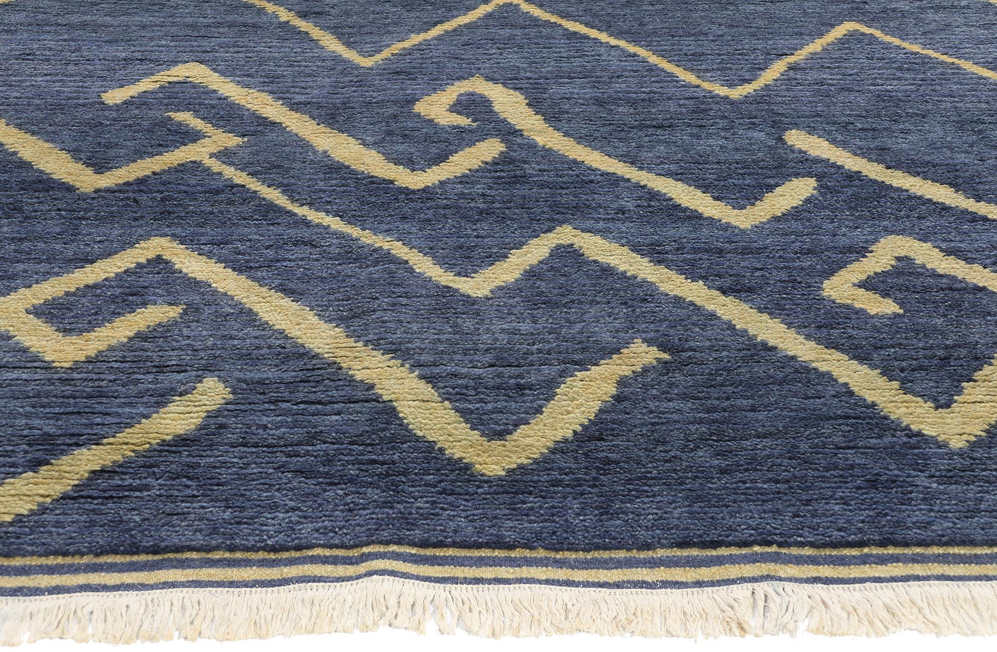 Indian New Twilight Azure Cascade Modern Moroccan Rug, 08'01 x 10'00 For Sale