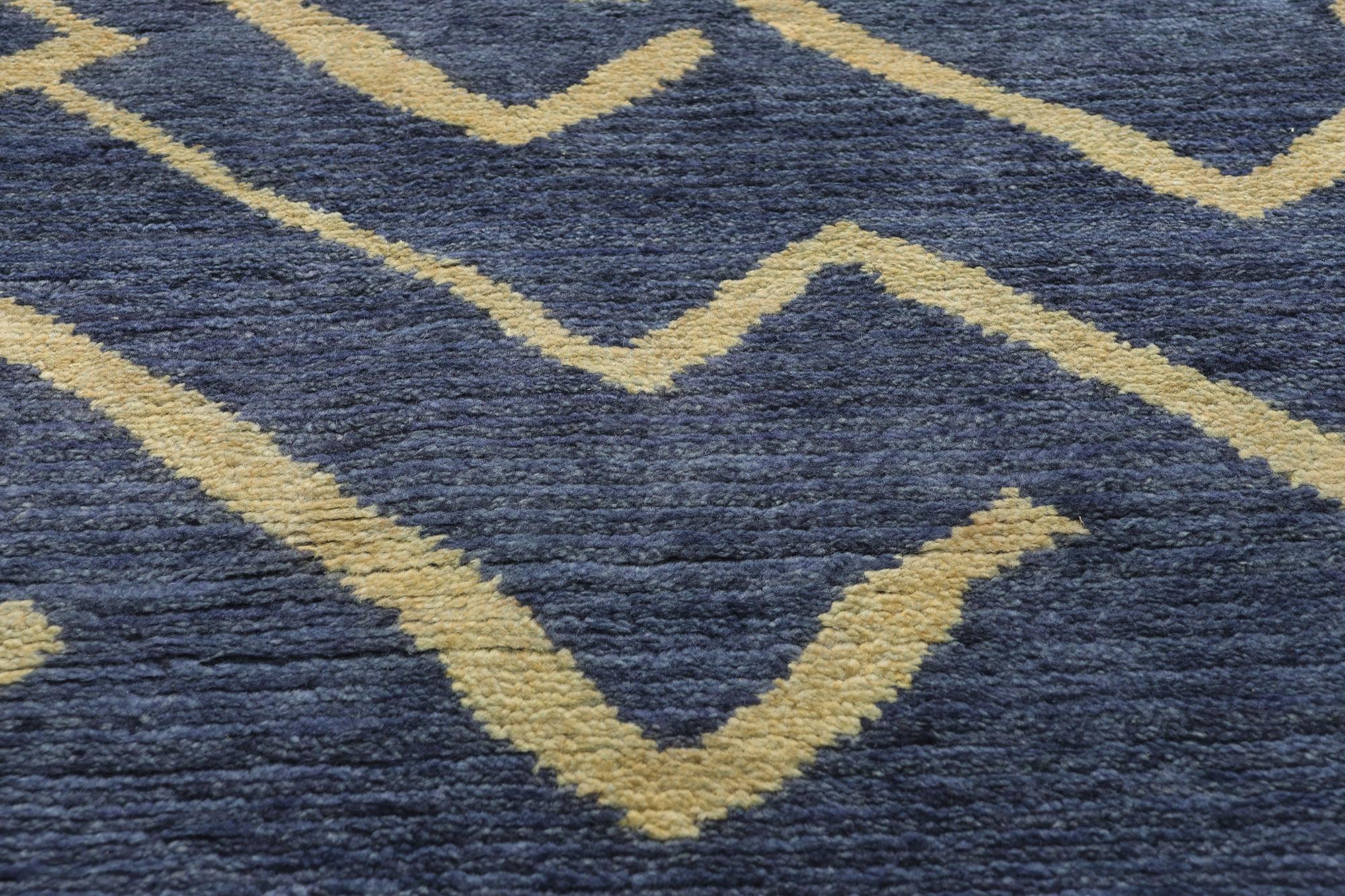 Hand-Knotted New Twilight Azure Cascade Modern Moroccan Rug, 08'01 x 10'00 For Sale