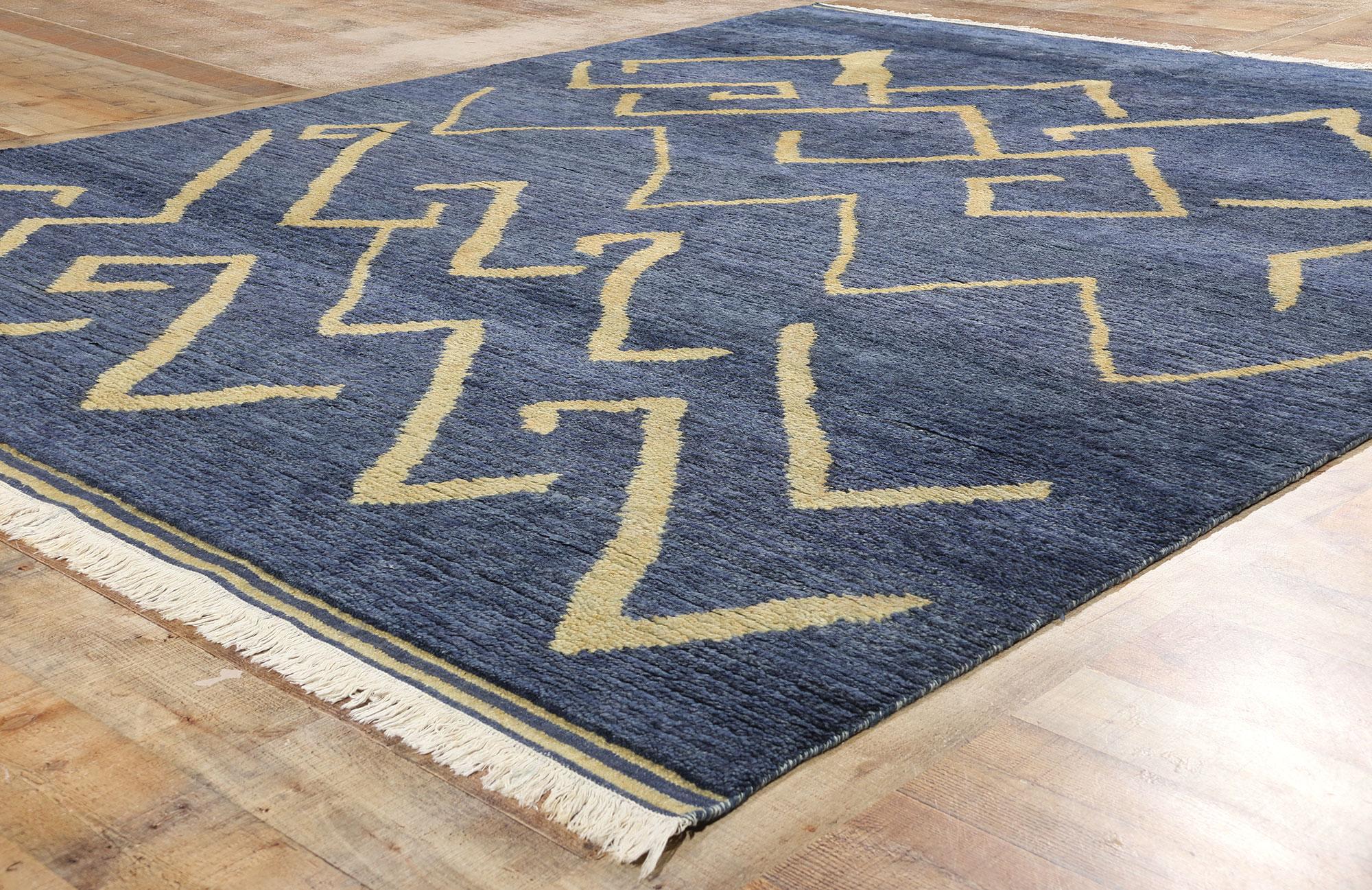 Contemporary New Twilight Azure Cascade Modern Moroccan Rug, 08'01 x 10'00 For Sale