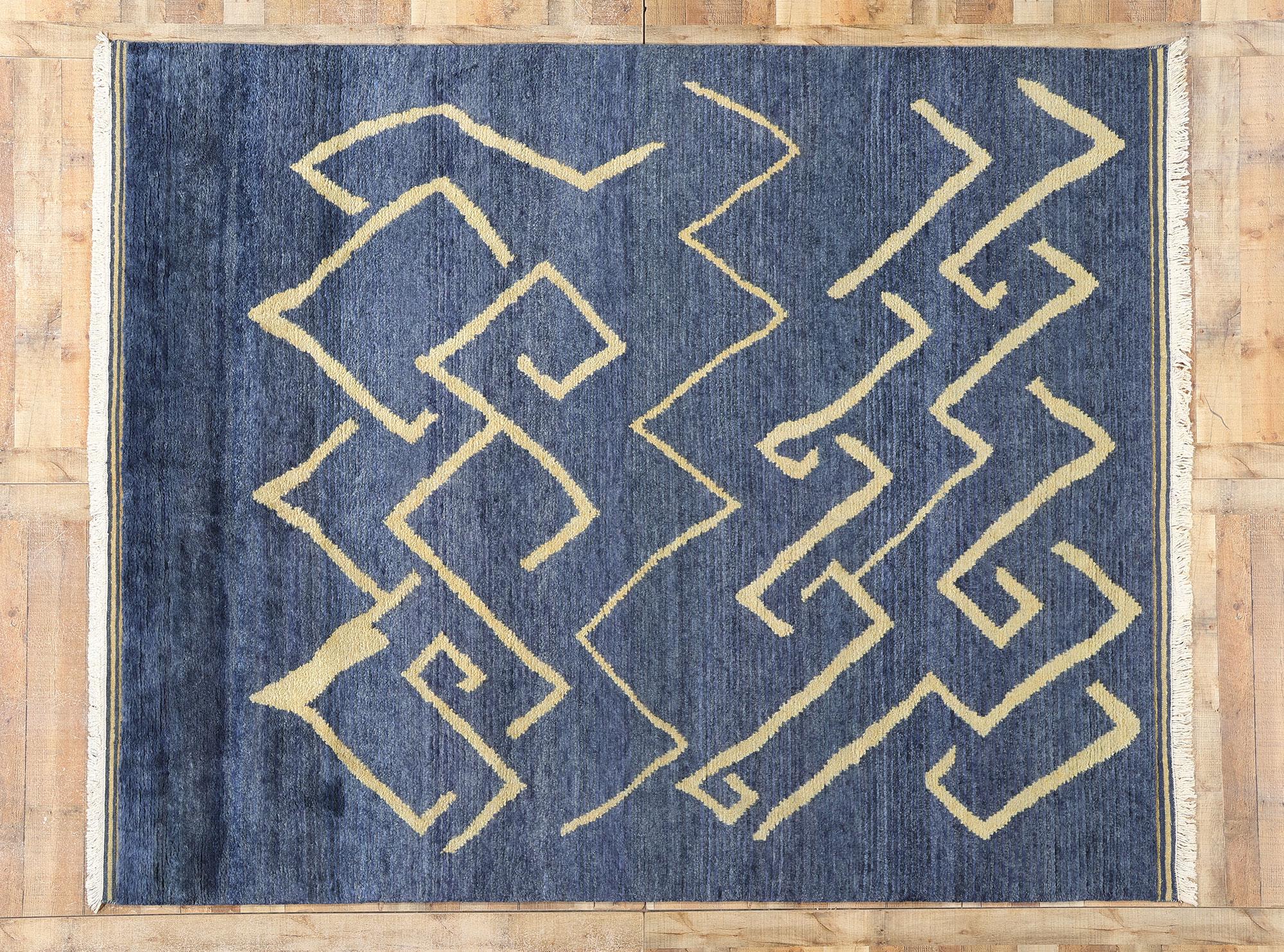 New Twilight Azure Cascade Modern Moroccan Rug, 08'01 x 10'00 For Sale 1