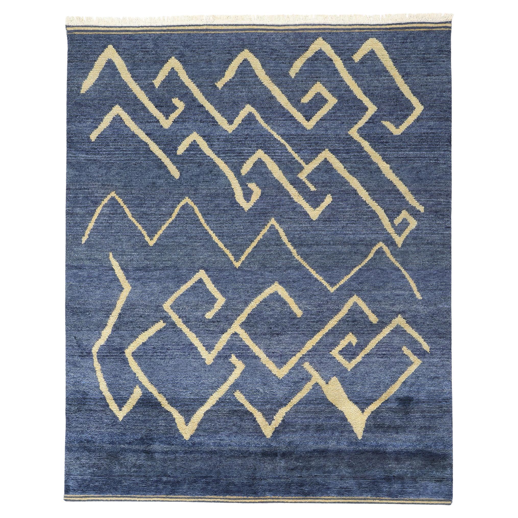 New Twilight Azure Cascade Tapis marocain moderne, 08'01 x 10'00