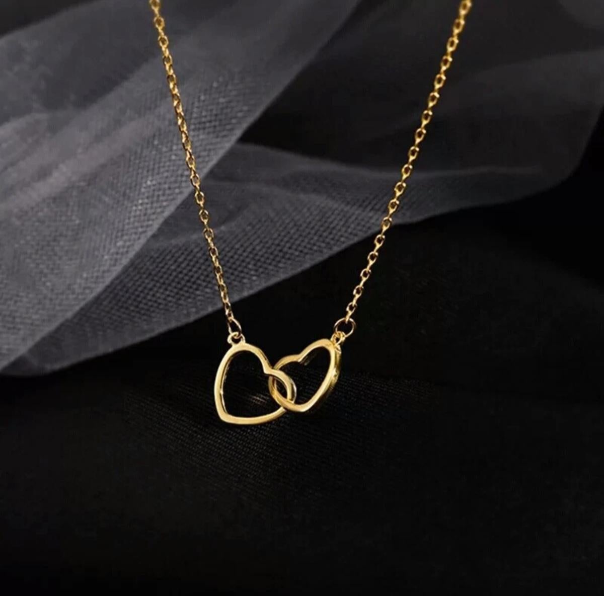 New Two Heart Shaped Necklace Collana femminile dalla forma squisita Choker Moda Gioielli Regalo in vendita 1