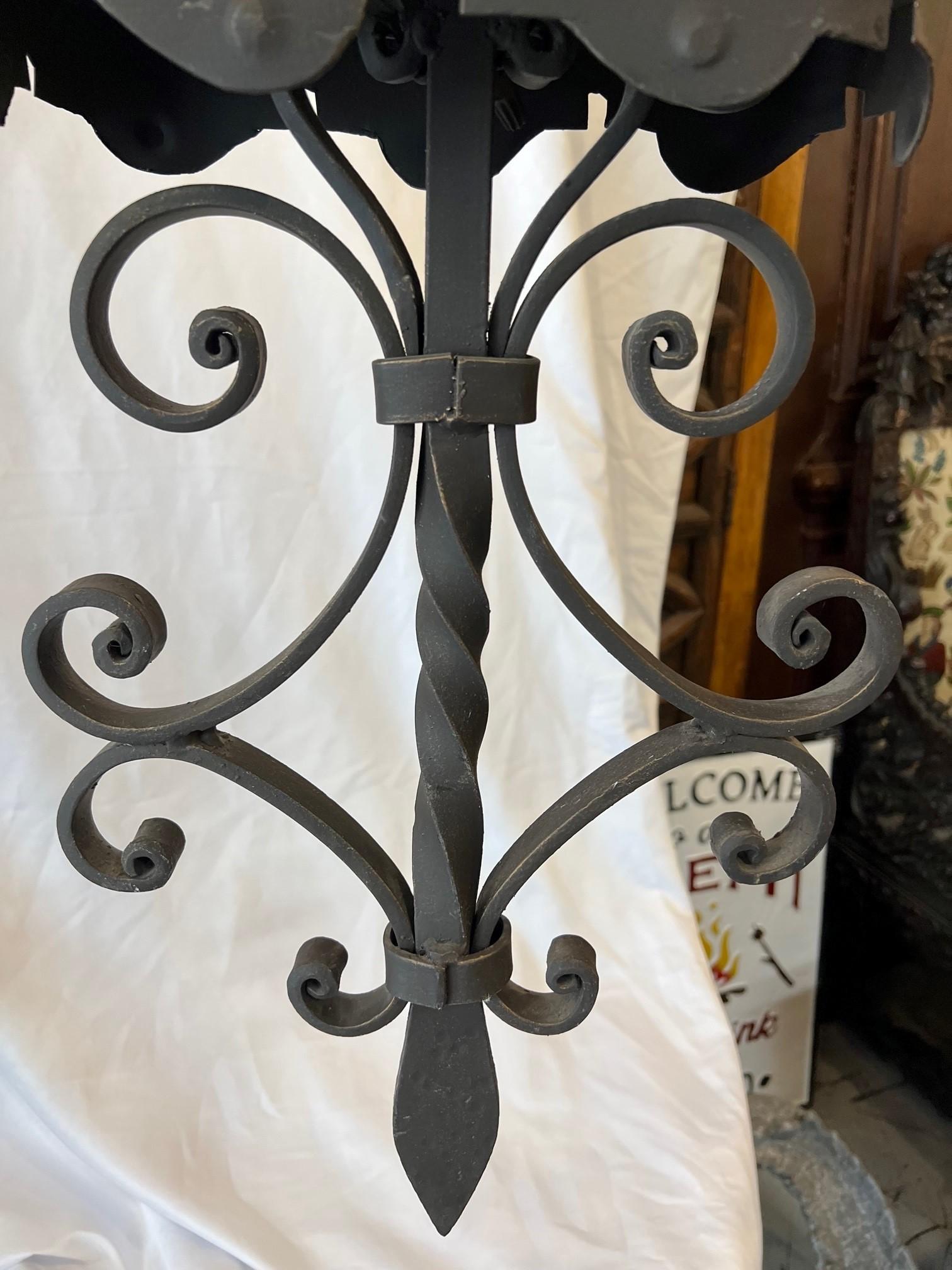 New Two Light American Made Hand Forged Iron Pendant Light '3 Available' For Sale 1