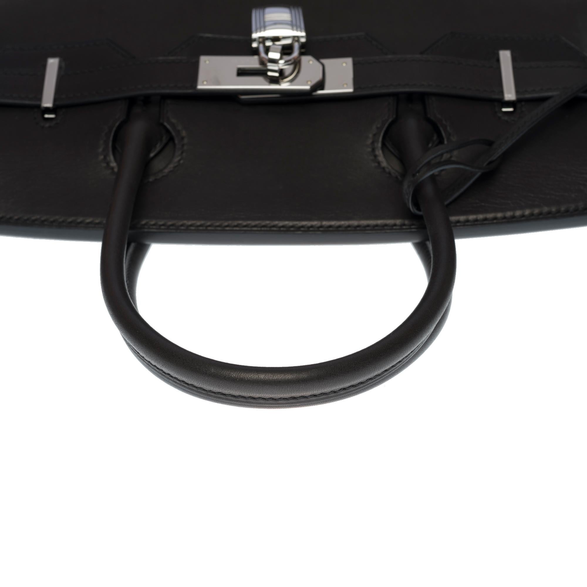 NEW - ULTRA RARE- Hermès Birkin 30 handbag in Black Barenia leather , SHW 1