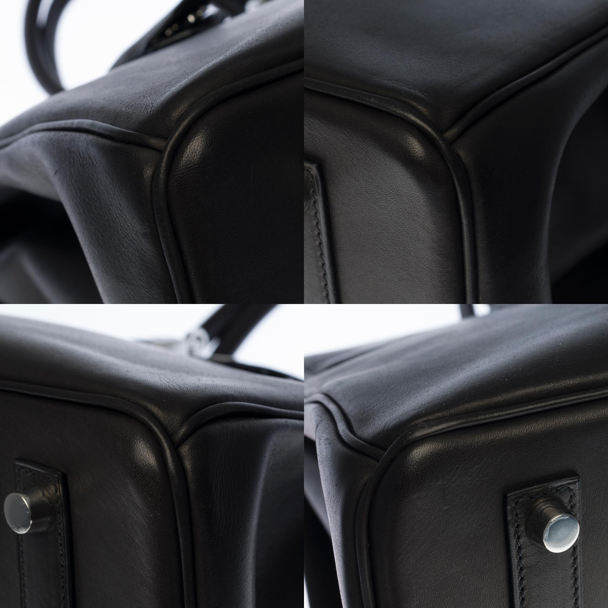 NEW - ULTRA RARE- Hermès Birkin 35 handbag in Black Barenia leather , SHW 4