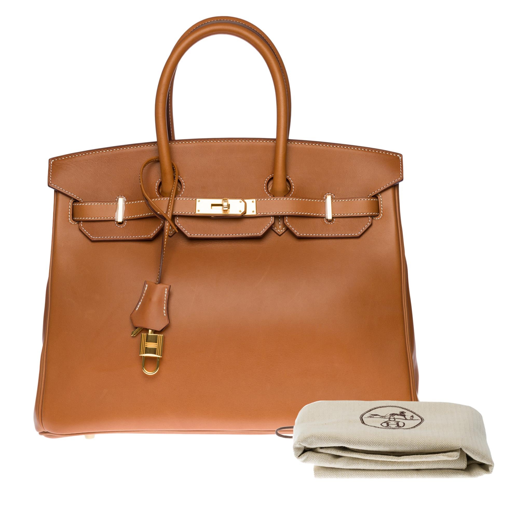NEW - ULTRA RARE- Hermès Birkin 35 handbag in Gold Barenia leather, GHW 6