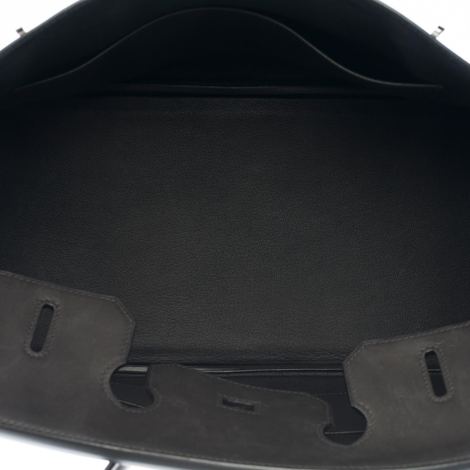 NEW - ULTRA RARE- Hermès Birkin 35 handbag in Black Barenia leather , SHW 1
