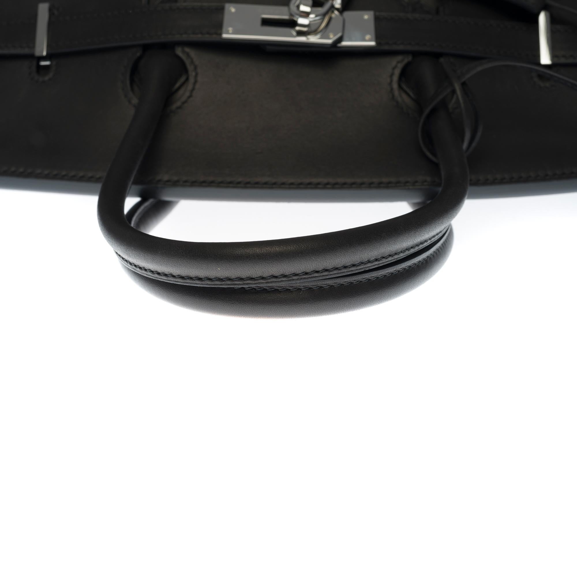 NEW - ULTRA RARE- Hermès Birkin 35 handbag in Black Barenia leather , SHW 2