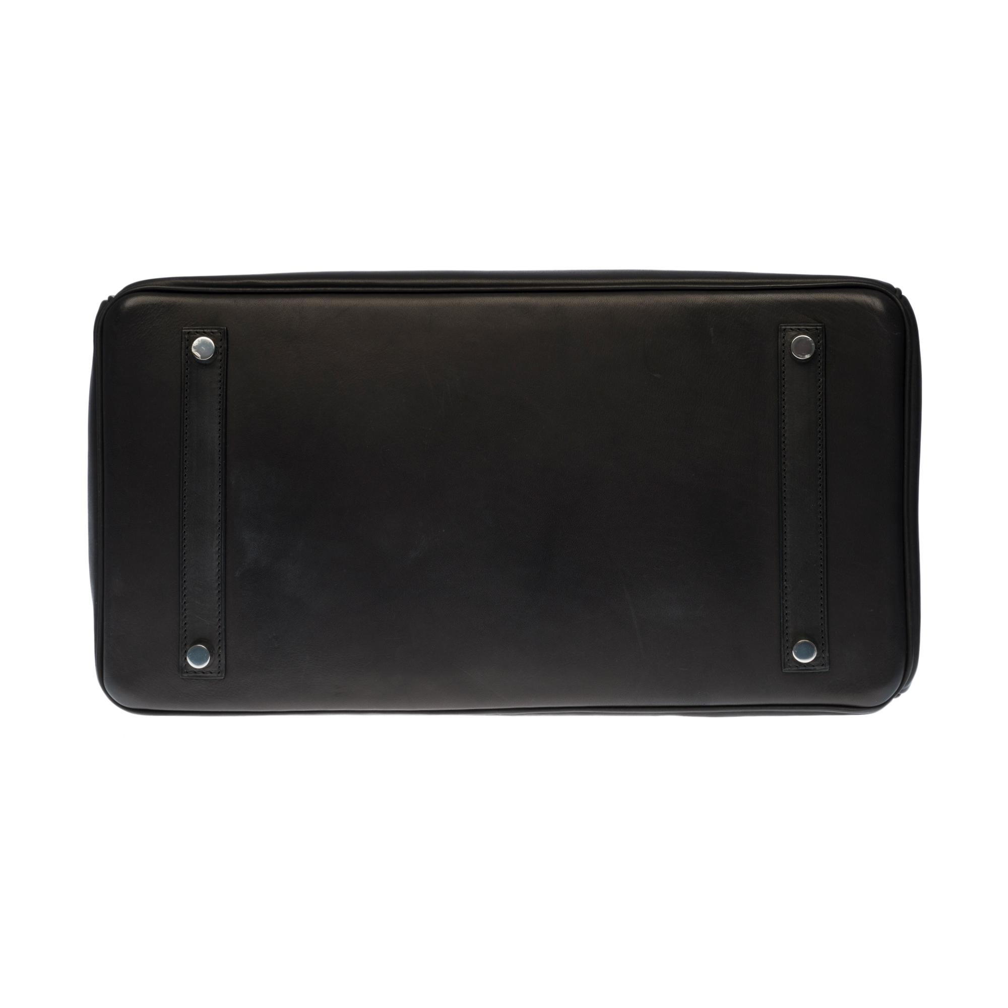 NEW - ULTRA RARE- Hermès Birkin 35 handbag in Black Barenia leather , SHW 3