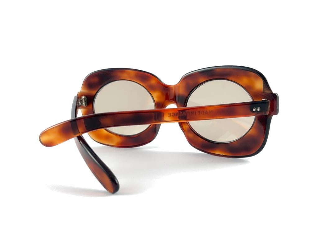 New Ultra Rare Vintage Philippe Chevallier Tortoise Oversized  1960's Sunglasses For Sale 7