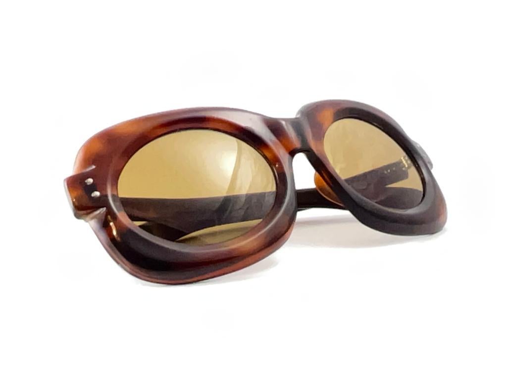 New Ultra Rare Vintage Philippe Chevallier Tortoise Oversized Sunglasses 1960's Excellent état - En vente à Baleares, Baleares