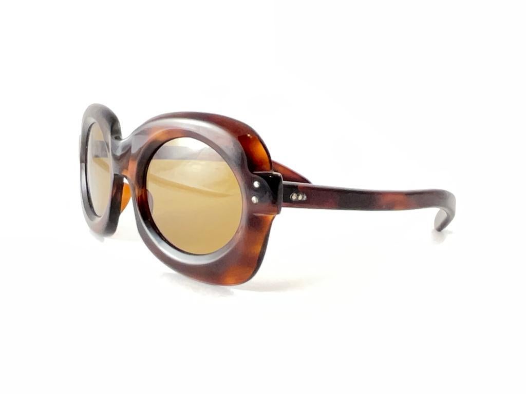 Women's or Men's New Ultra Rare Vintage Philippe Chevallier Tortoise Oversized 1960's Sunglasses For Sale