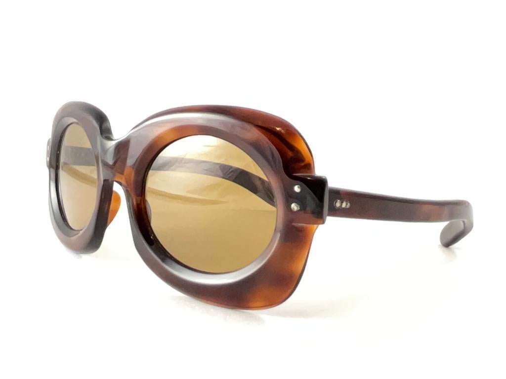 New Ultra Rare Vintage Philippe Chevallier Tortoise Oversized 1960's Sunglasses For Sale 2