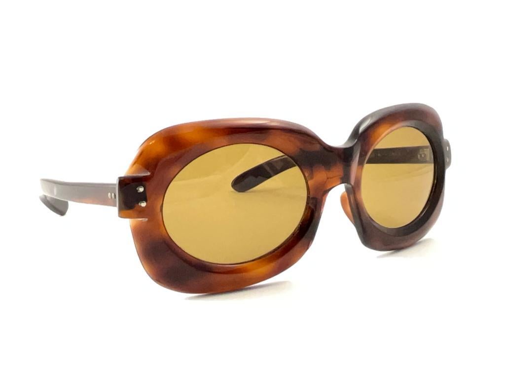 New Ultra Rare Vintage Philippe Chevallier Tortoise Oversized 1960's Sunglasses For Sale 3