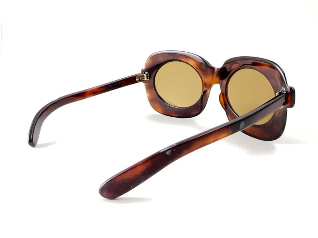 New Ultra Rare Vintage Philippe Chevallier Tortoise Oversized 1960's Sunglasses For Sale 4