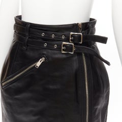 new UNDERCOVER black sheep leather silver zip motorcycle biker skirt JP2 M